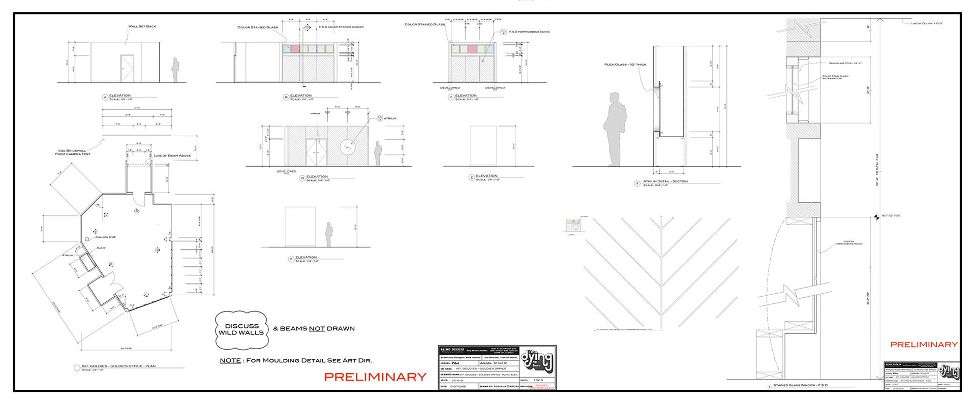 PLAN - ELEVATIONS - F.S.D. STAINED GLASS WINDOW