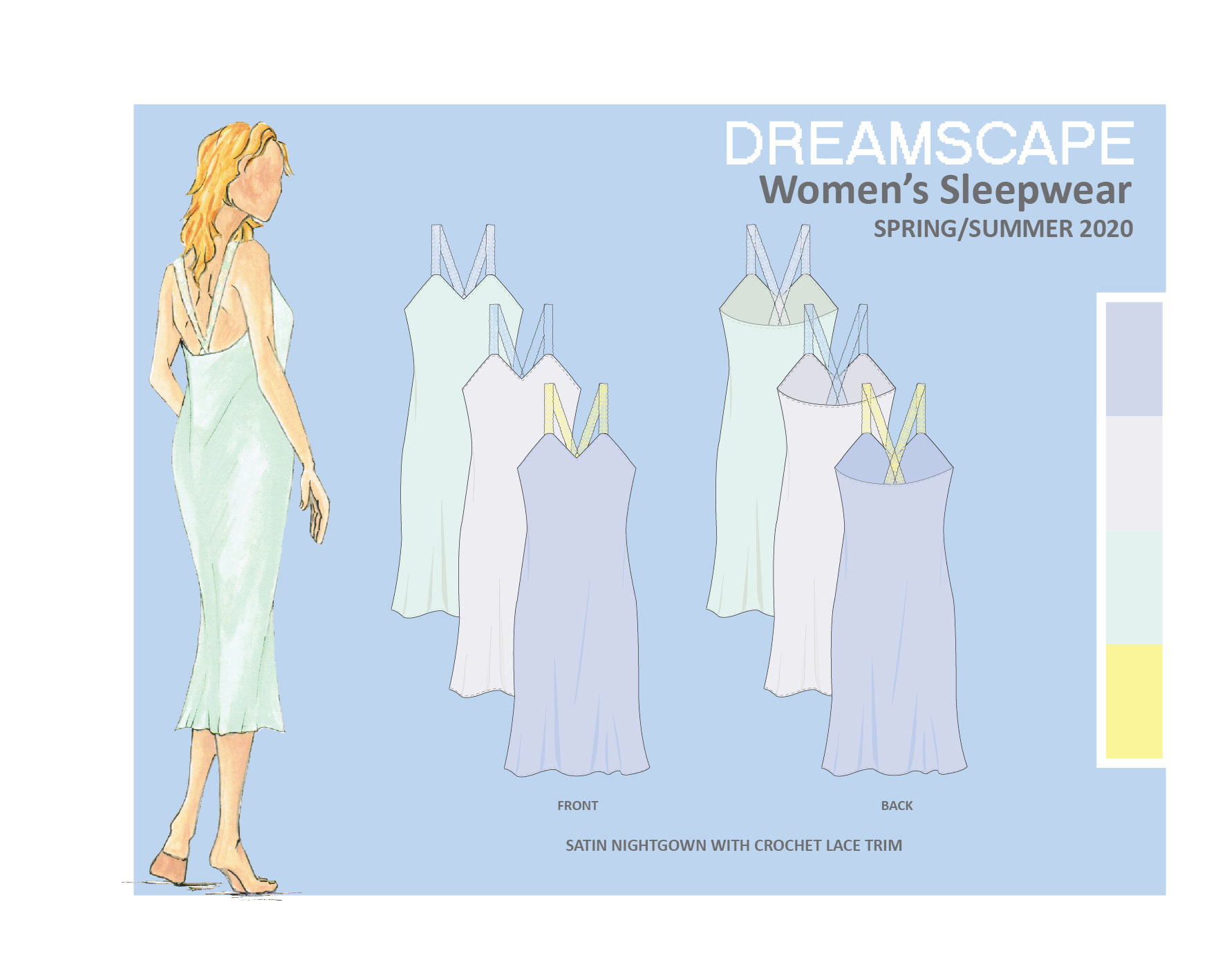 Satin Nightgown with Crochet Lace Trim