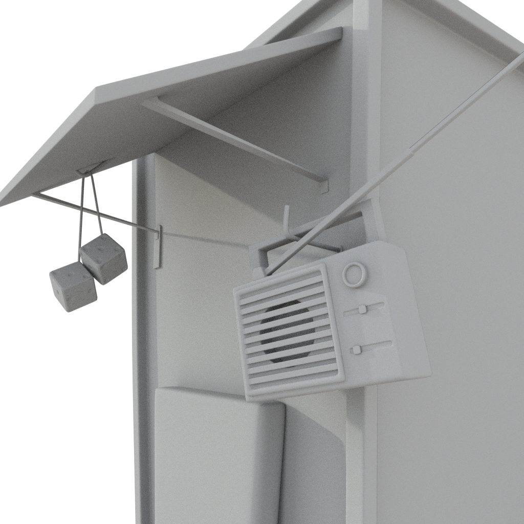 Close-up view of radio and dice