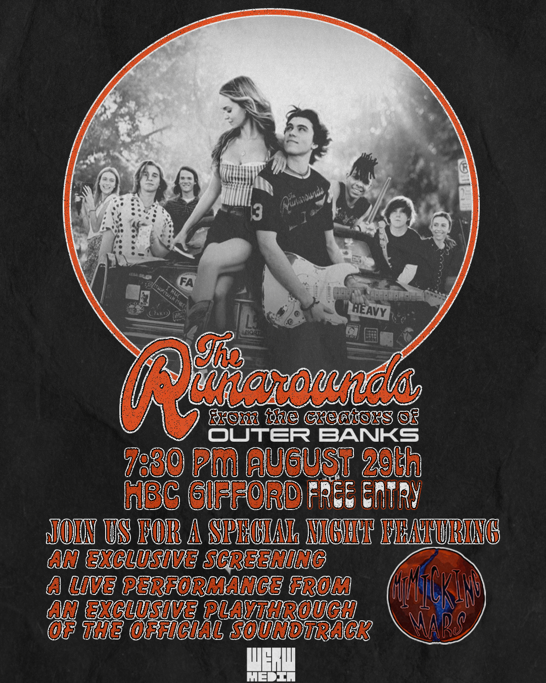 flyer for arista records x werw screening event