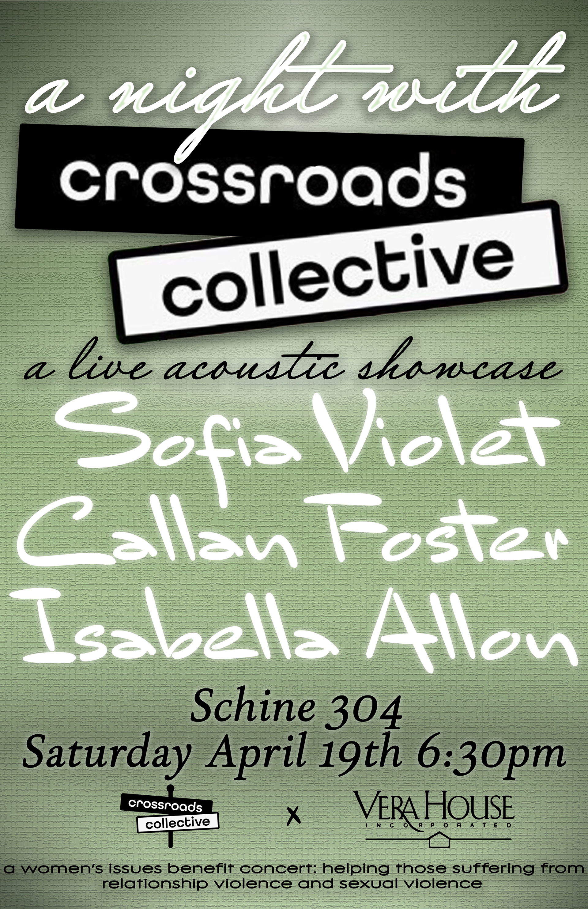 flyer for crossroad collective acoustic showcase
