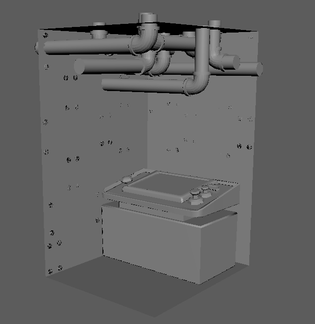 Search Protocol Environment 3D Model - Console Top with Buttons Close Up, Top-down