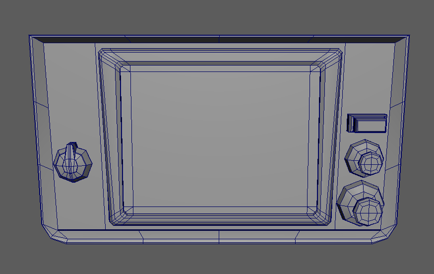 Search Protocol Console with Buttons 3D Model - Wireframes, Console Top with Buttons Close Up, Top-down