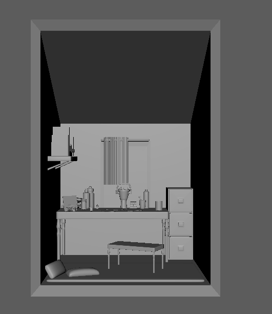 Small Studio Attic 3D Model - Front View