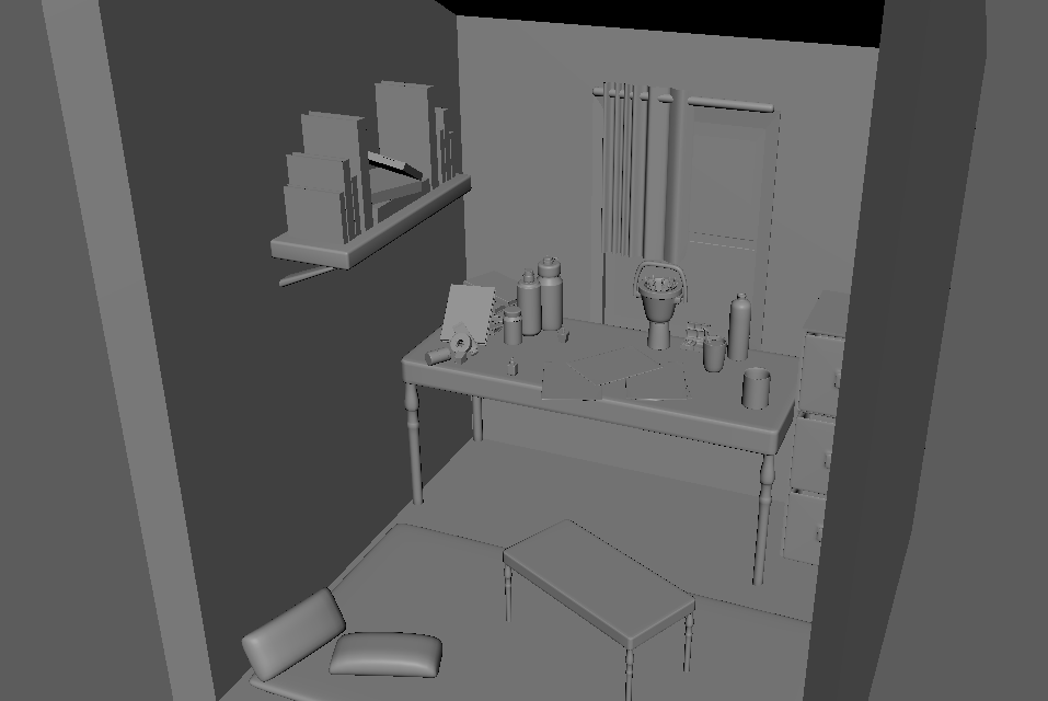Small Studio Attic 3D Model - 3/4 View