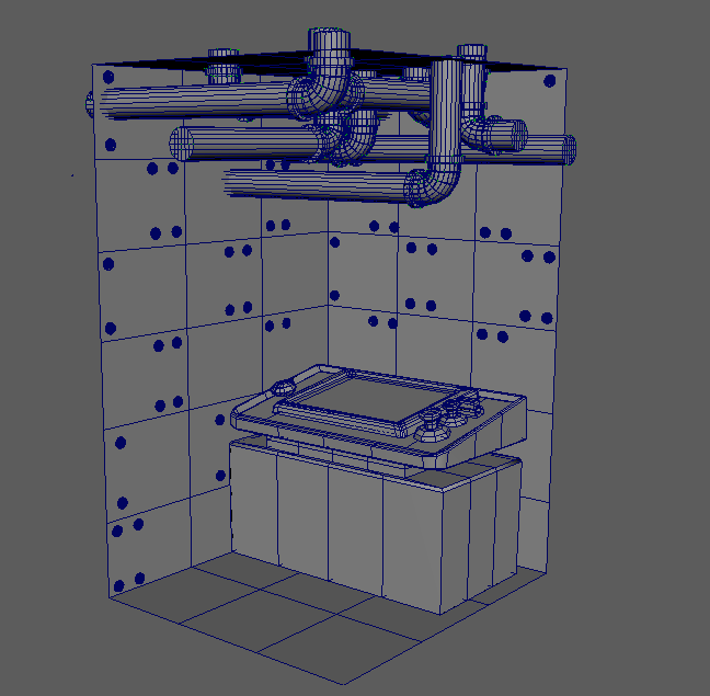 Search Protocol Environment 3D Model - Wireframes, Console Top with Buttons Close Up, Top-down