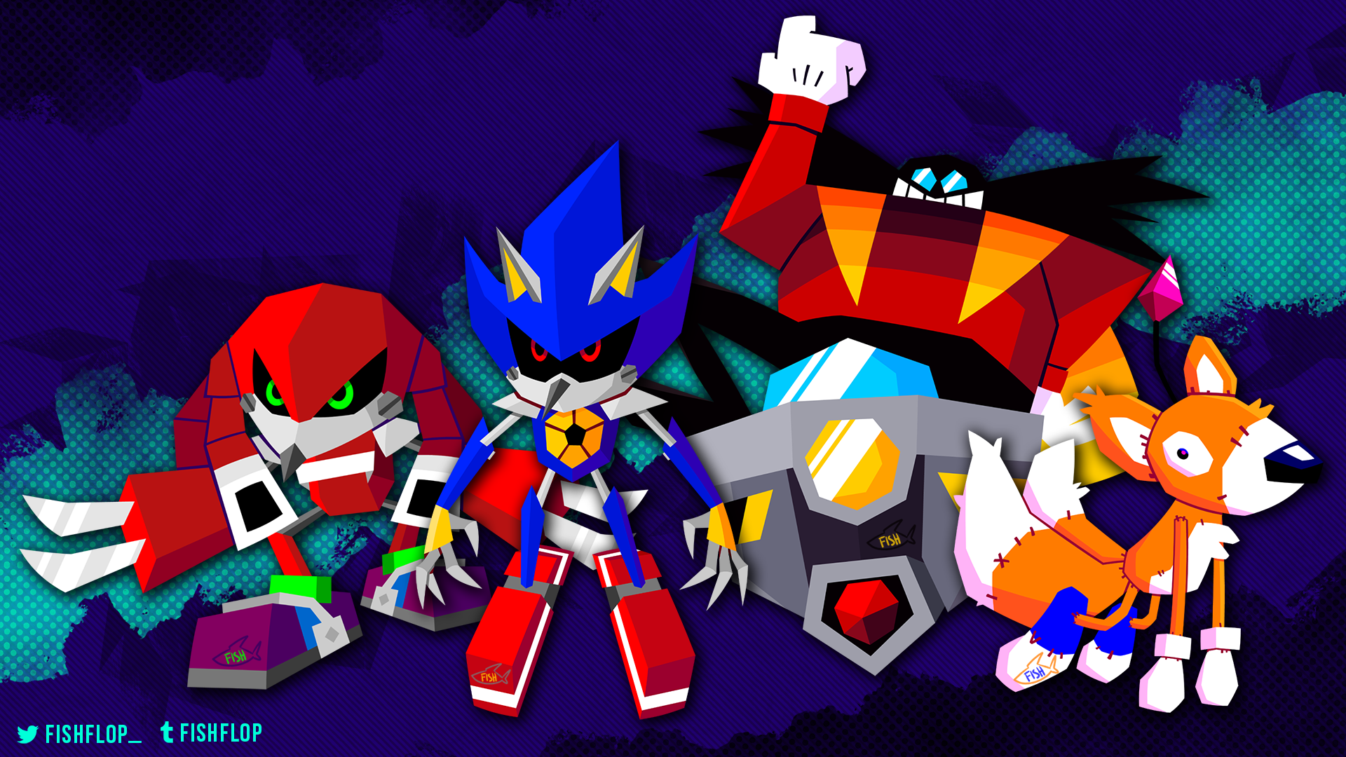 Character Art for Metal Knuckles, Metal Sonic, Eggman, and Tails Doll
