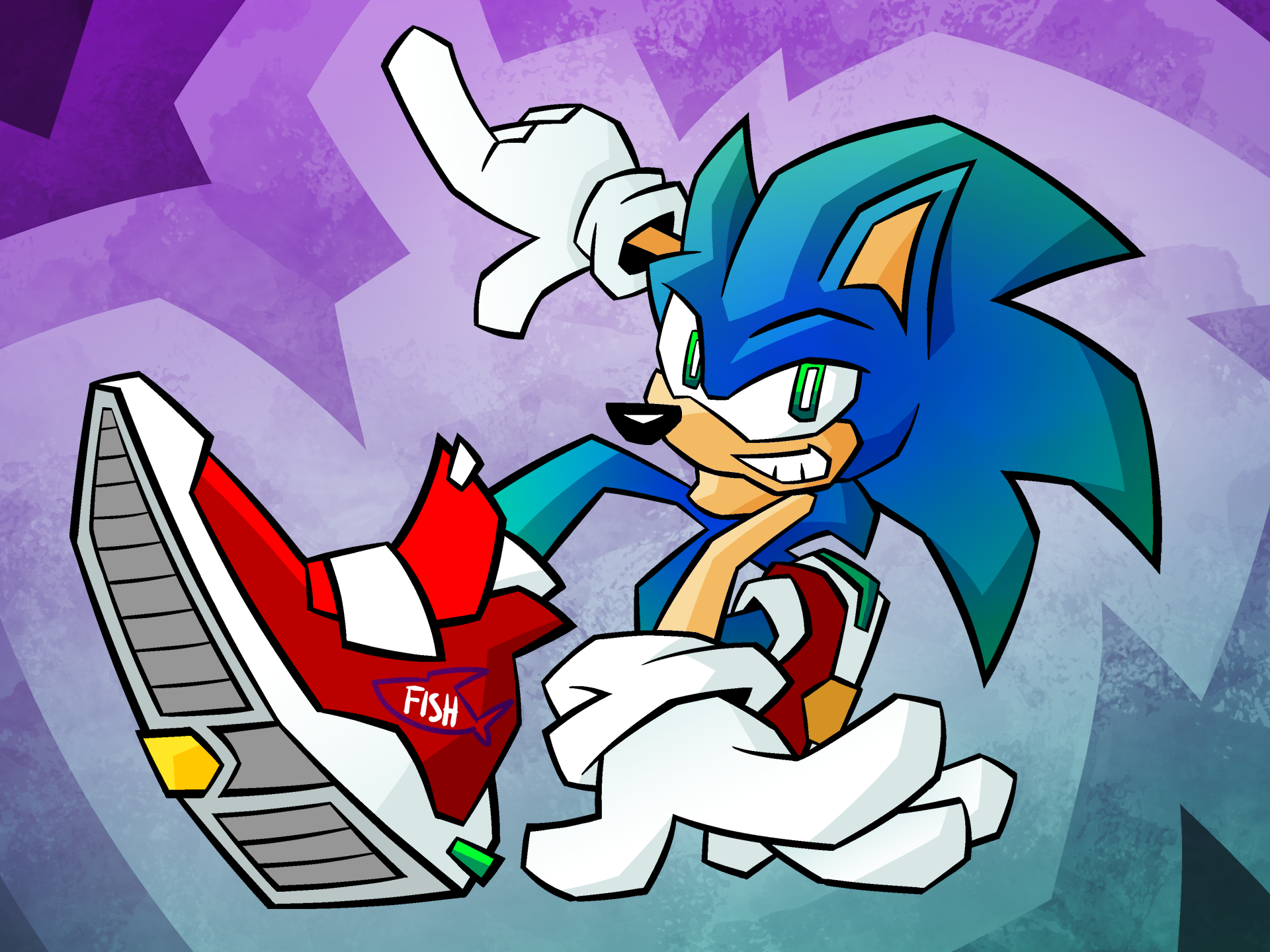 Sonic (redraw of a piece by @rocketdo_g) 