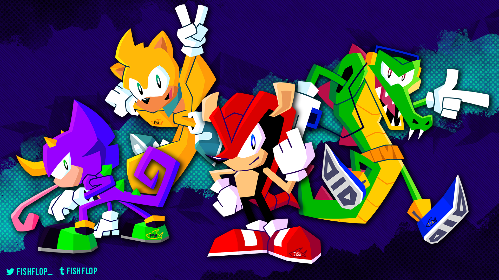 Character Art for Espio, Ray, Mighty, and Vector