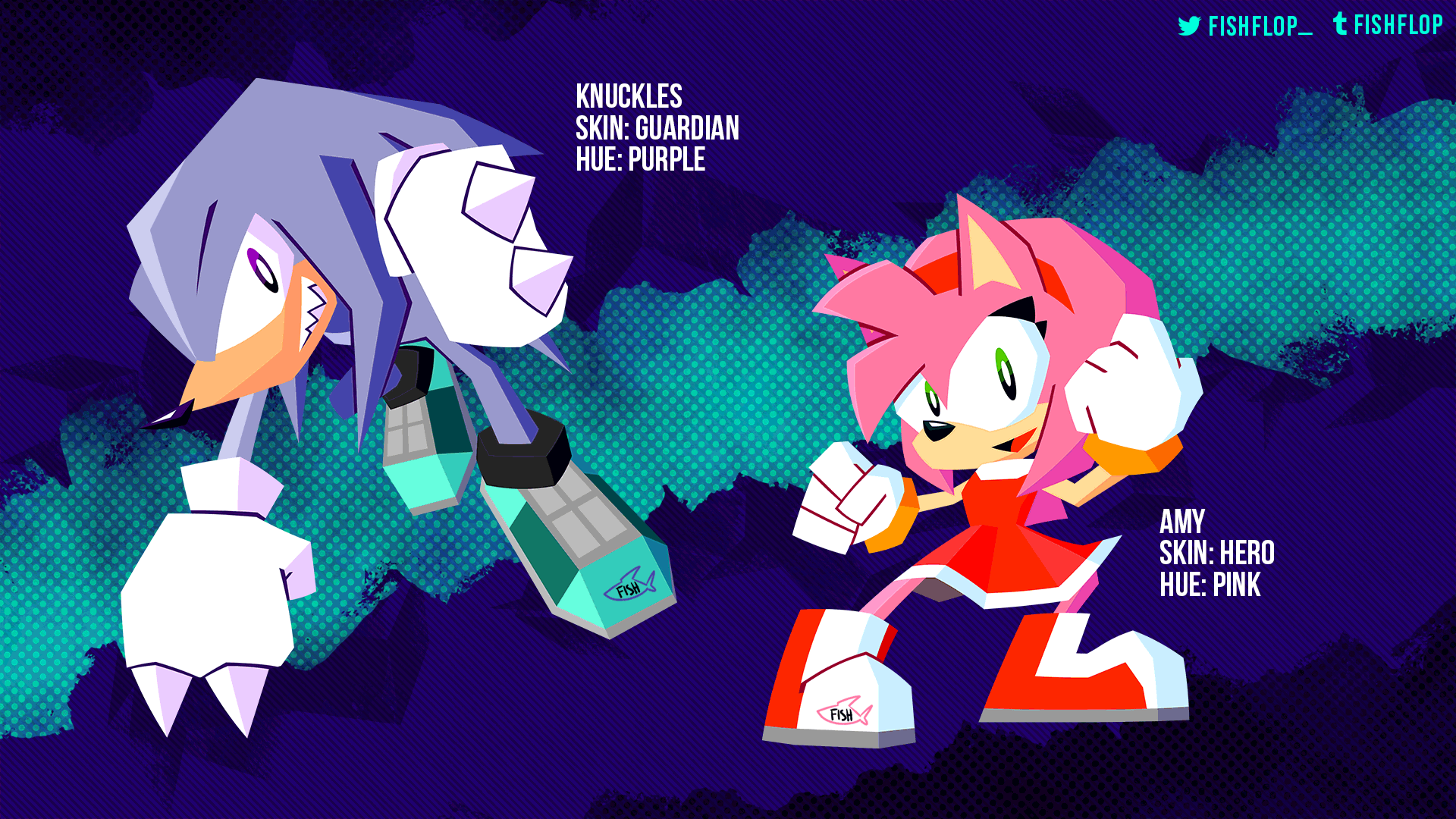 Examples of different skins and hues that would be available for each character.