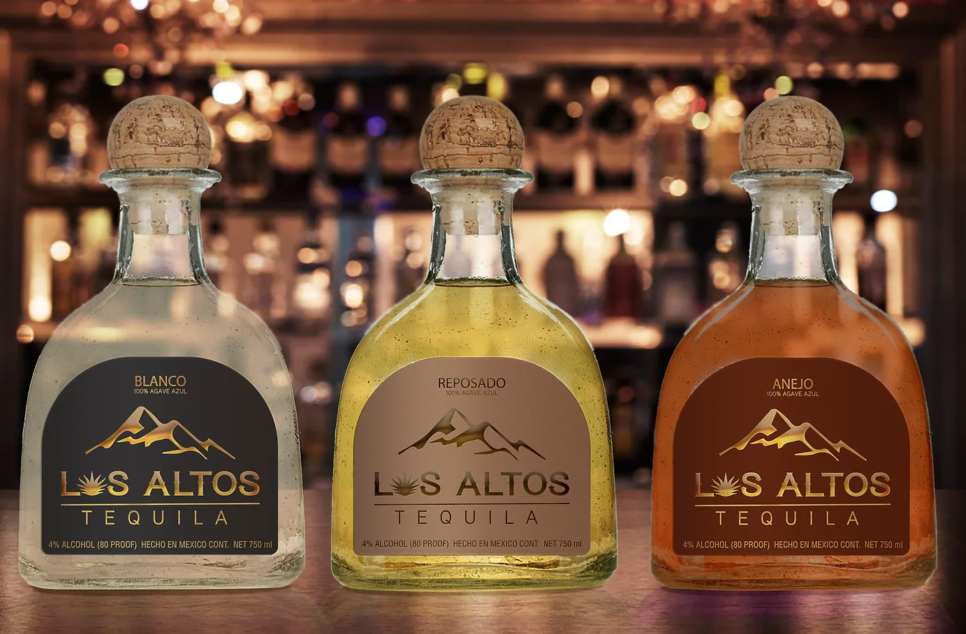 Los Altos Tequila Bottle Labels. Gold Leaf stamped on leatherette textured paper. 