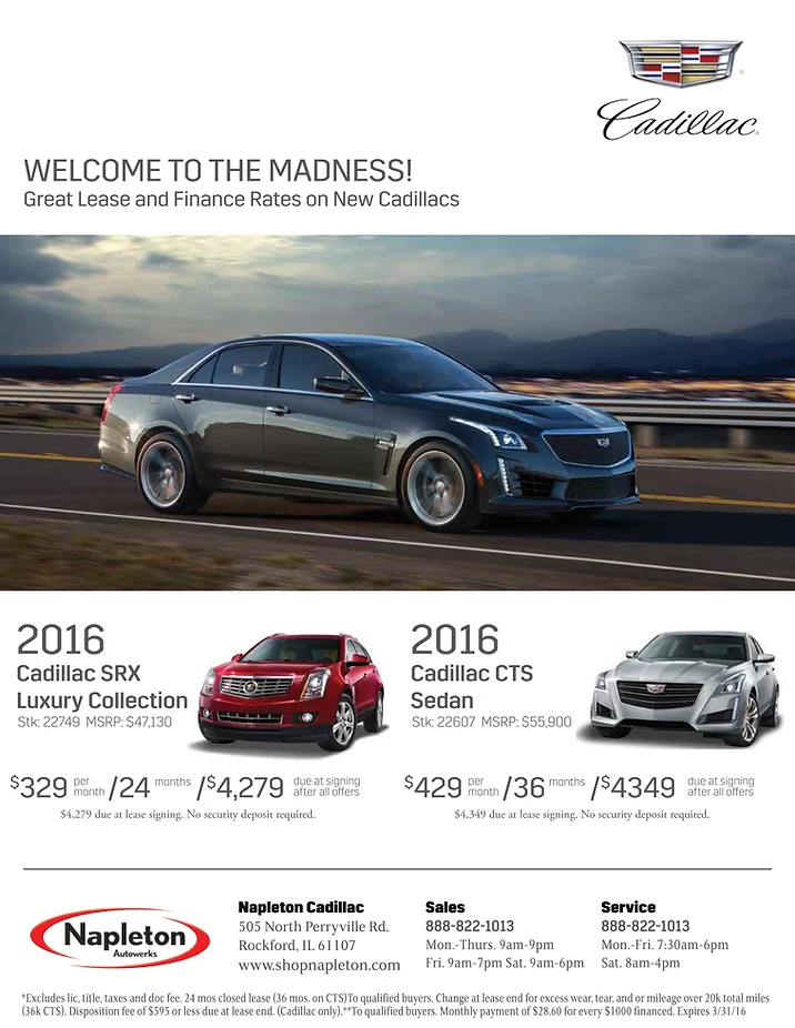 Magazine Ad for a Cadillac dealer. Ad was designed to obey manufacturer's branding guidelines