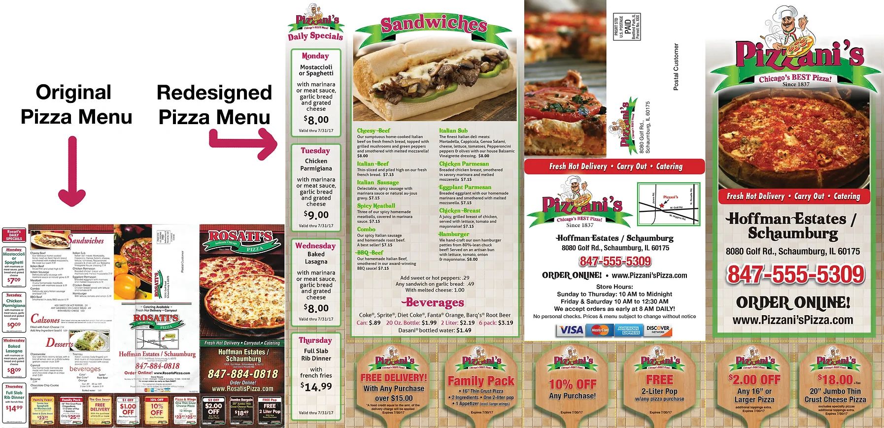 Pizza Restaurant Menu redesign: parody project for demonstration