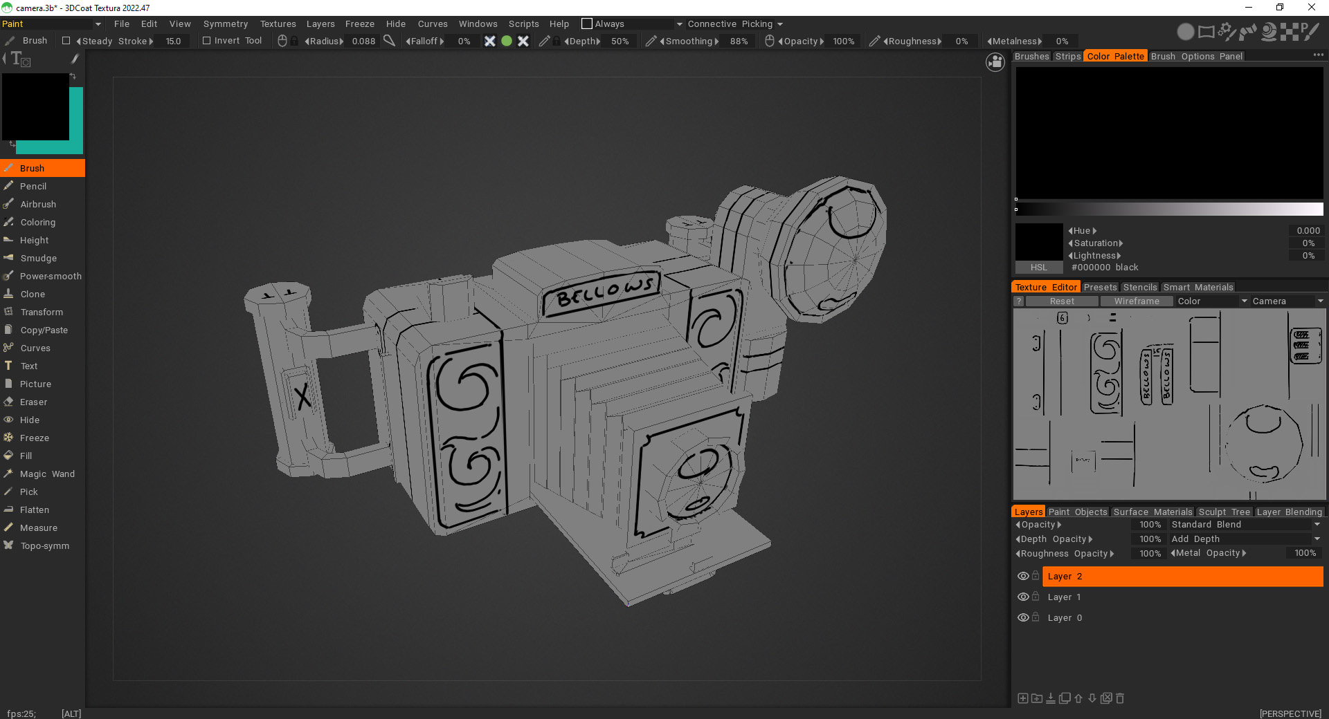 Drawing texture guide in 3DCoat Textura