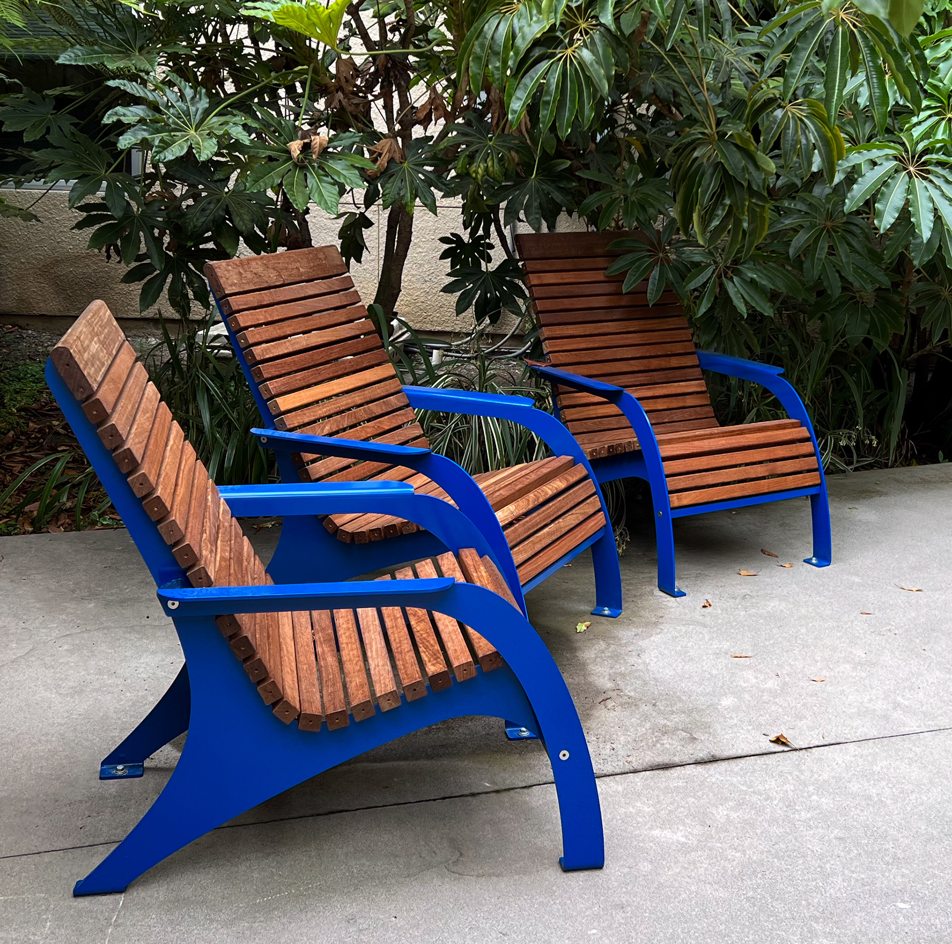 Wooden & Blue Chairs