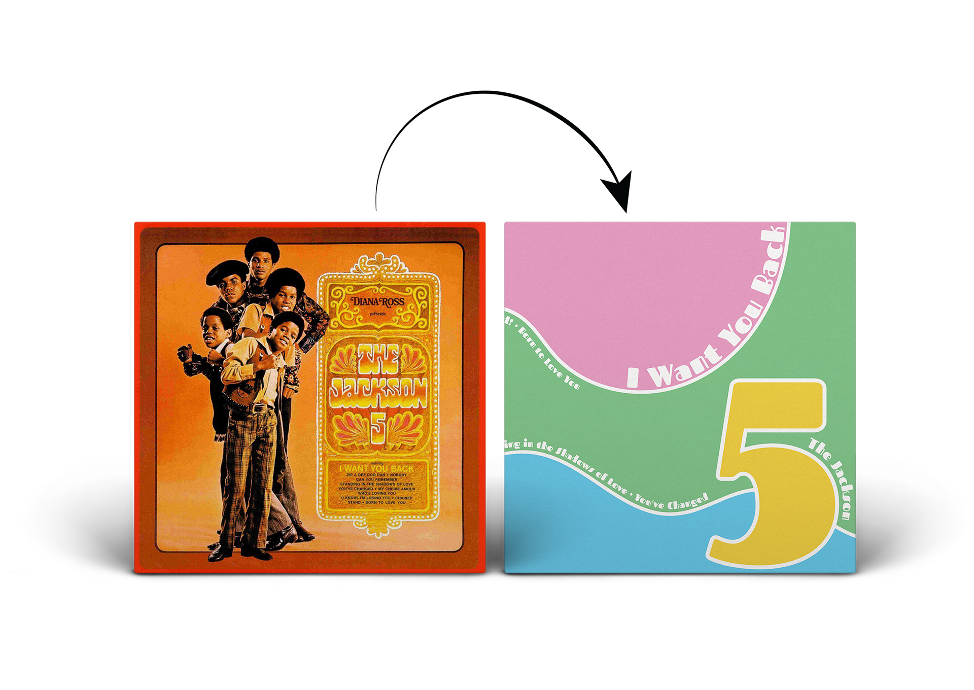 Two album covers. One original Jackson 5 and one redesign