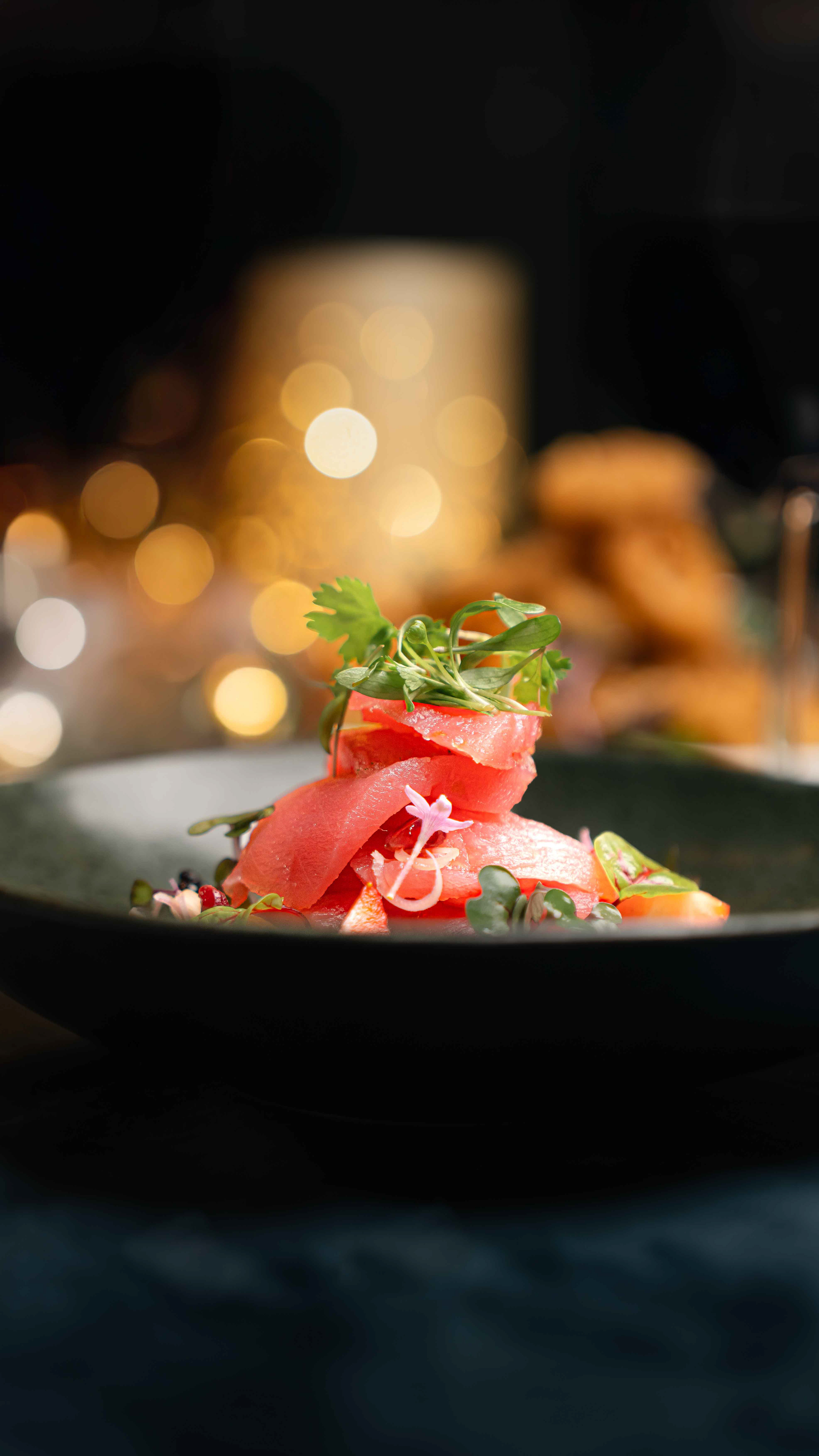 Fine dining tuna crudo food photography by Toronto food photographer Ash, available for commercial and restaurant shoots across Ontario and Canada.