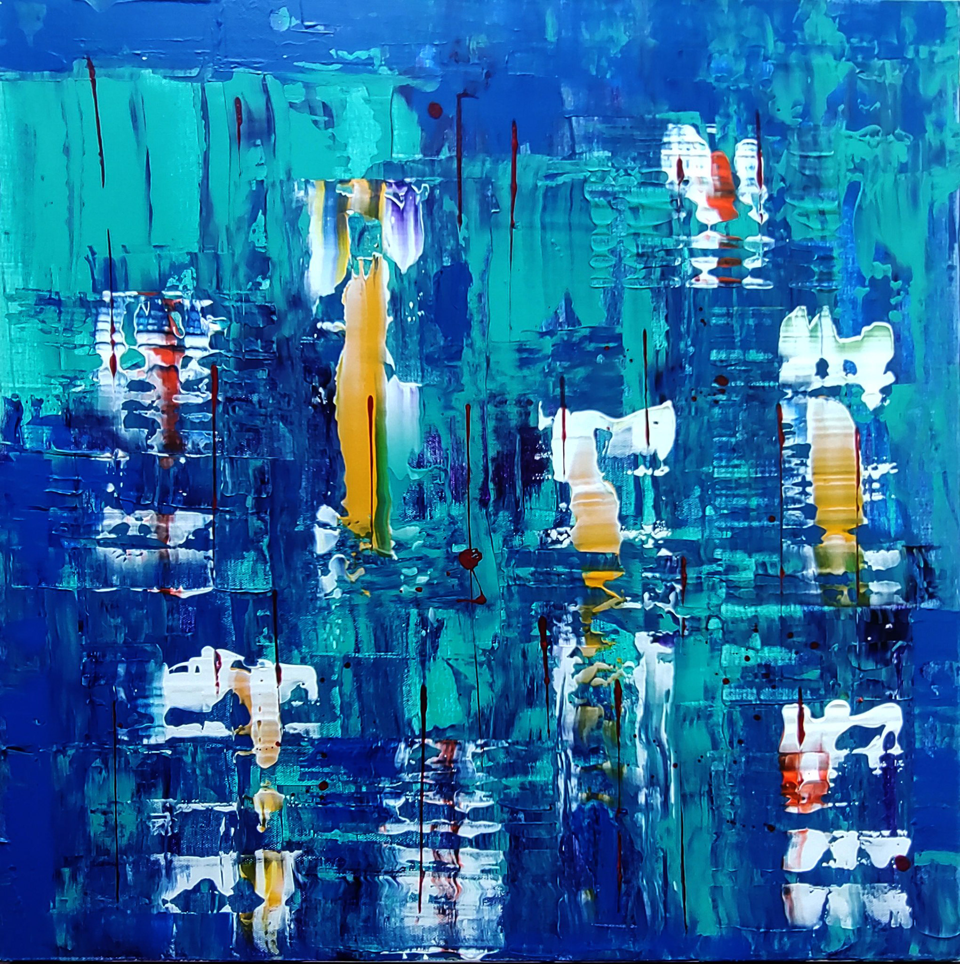 Abstract expressionist acrylic paint on gallery wrap canvas