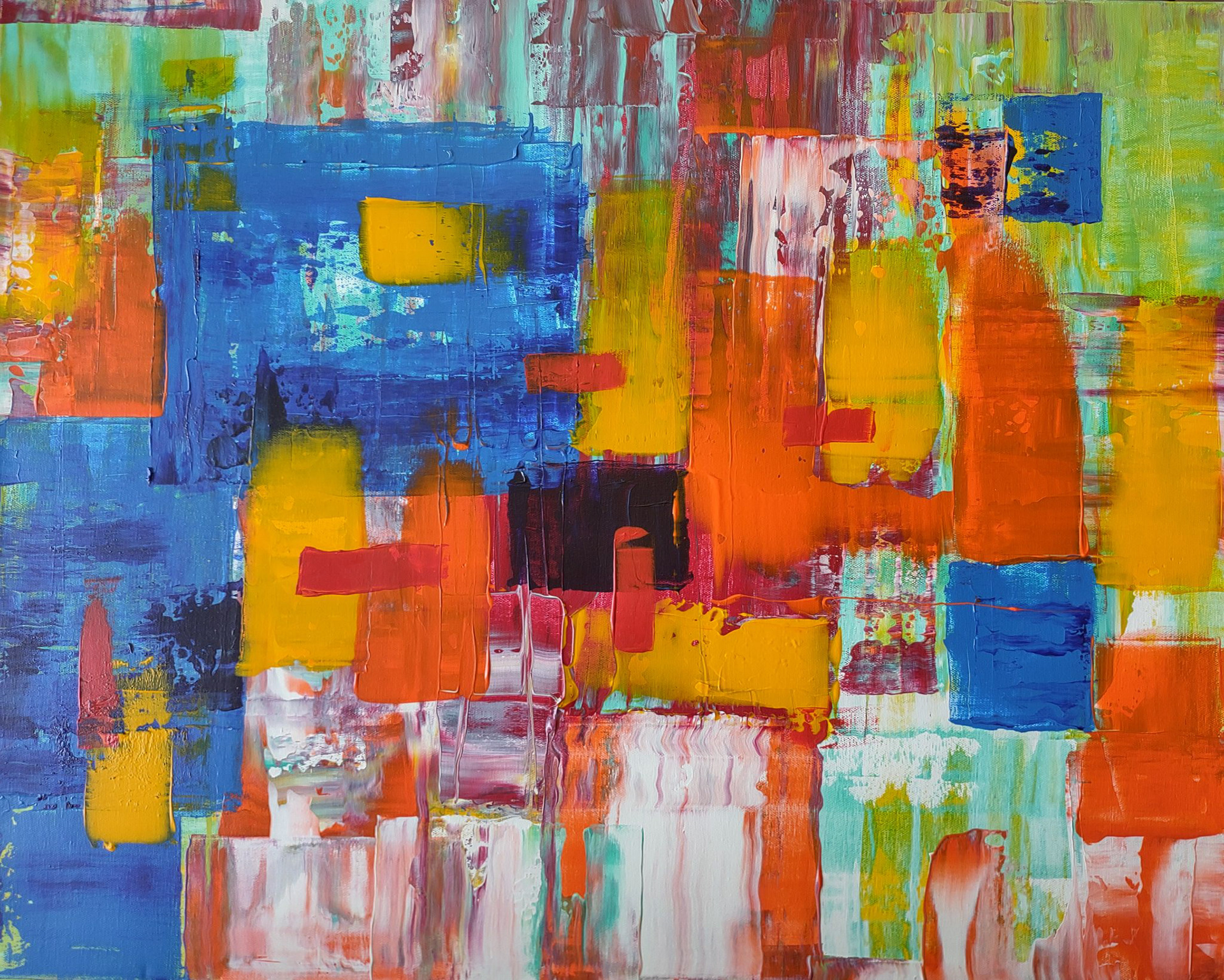 Abstract expressionist acrylic paint on gallery wrap canvas