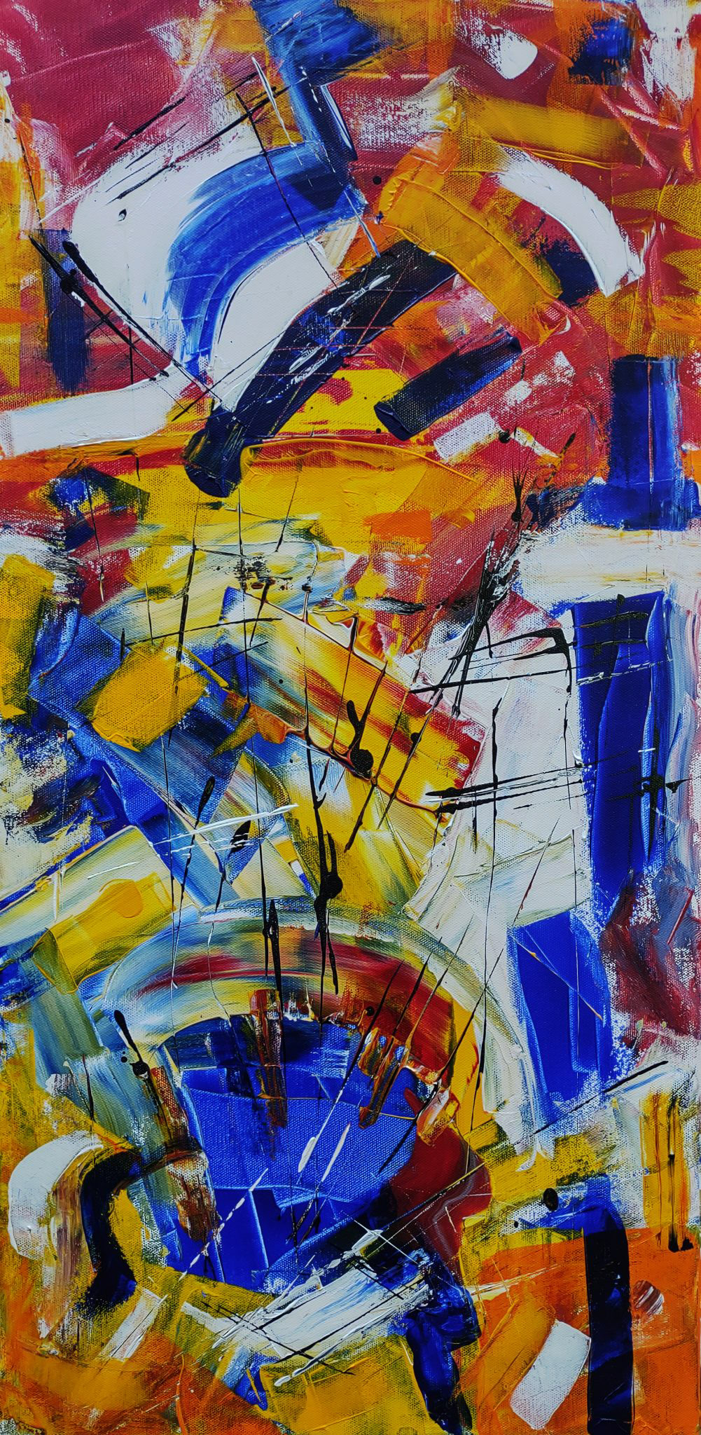 Abstract expressionist acrylic paint on gallery wrap canvas