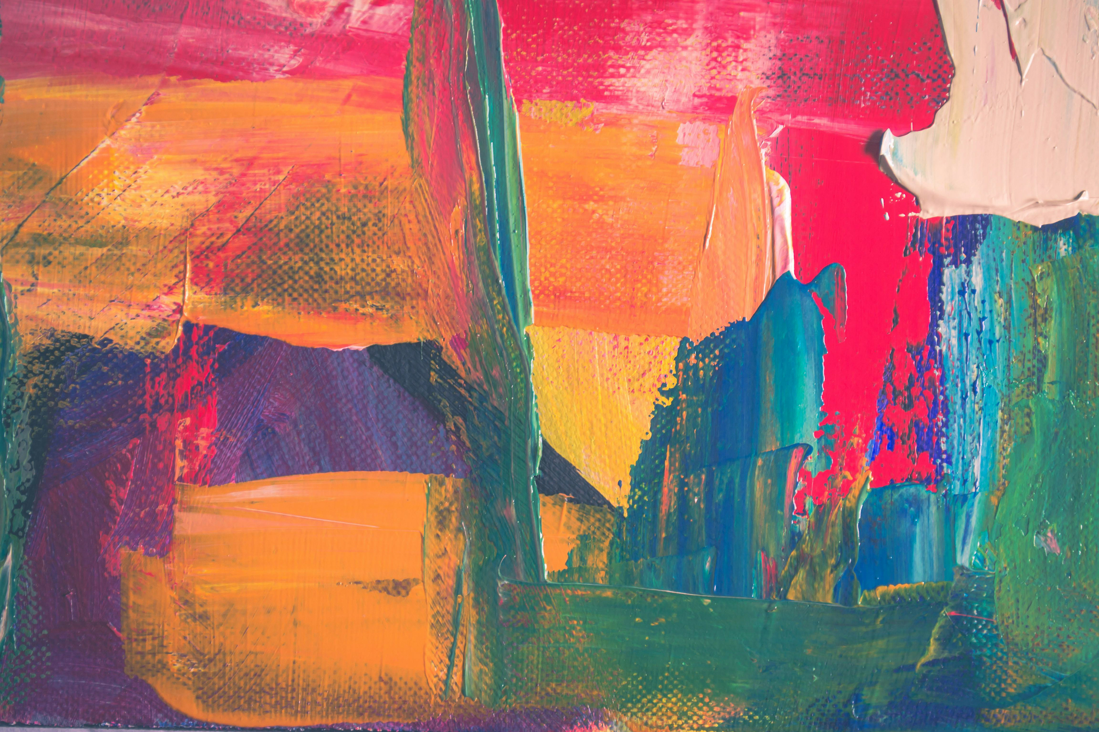 close up of a small abstract painting