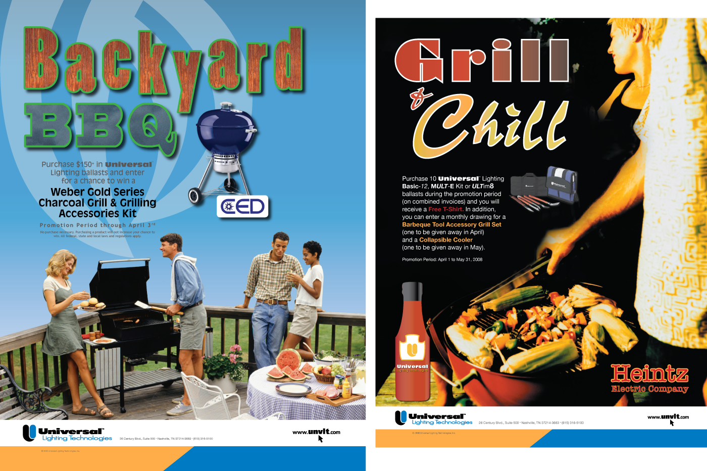 Universal Backyard BBQ and Grill & Chill Promotion Posters Graphic Design and Digital Illustration