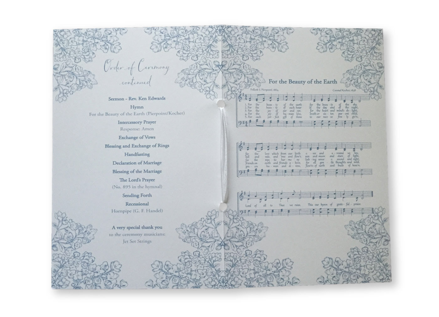 Wedding Programs Order of Ceremony and Hymn with Hand Drawn Floral Illustrations and Digital Hymn Creation Copyright 2016-2018 Cityscape Creative
