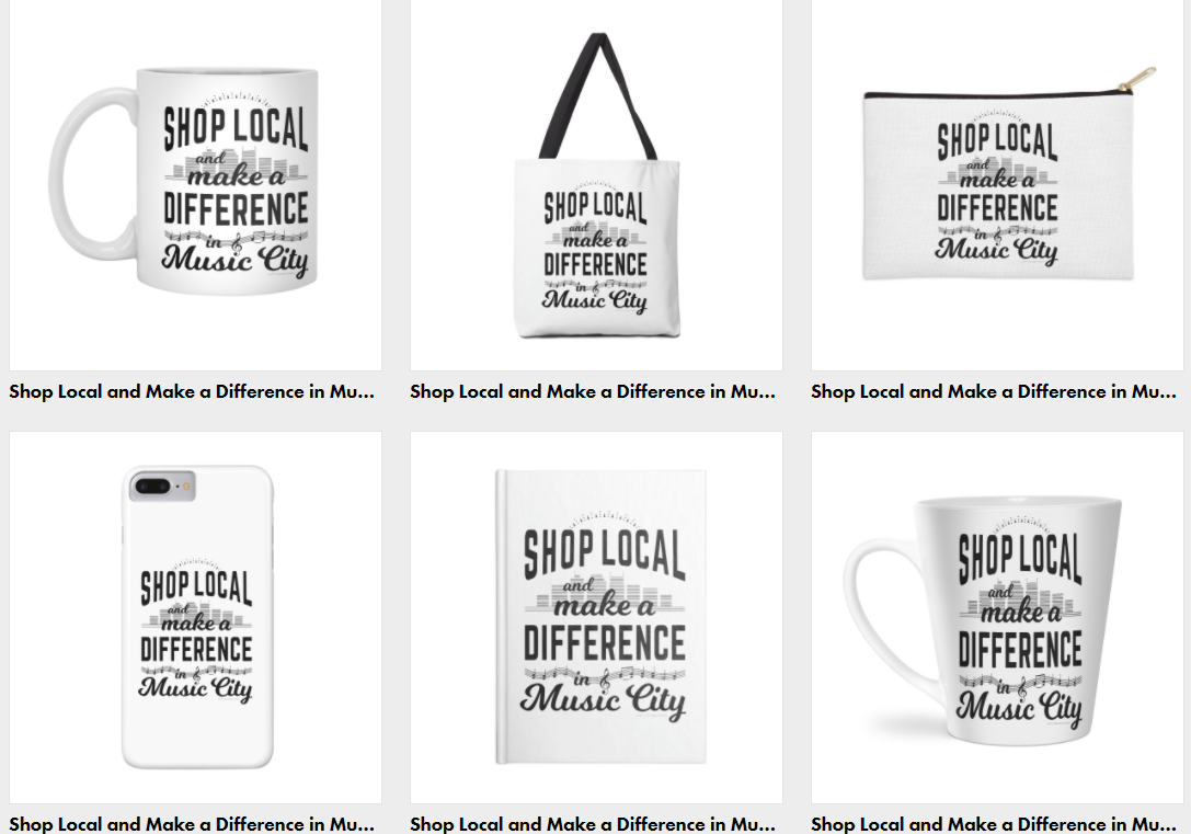 Example to show Shop Local design on apparel and accessories