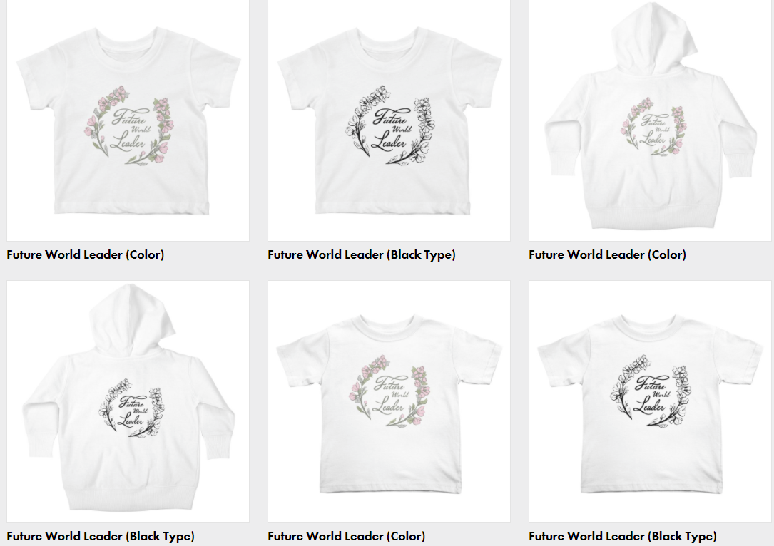 Future World Leader apparel and accessories