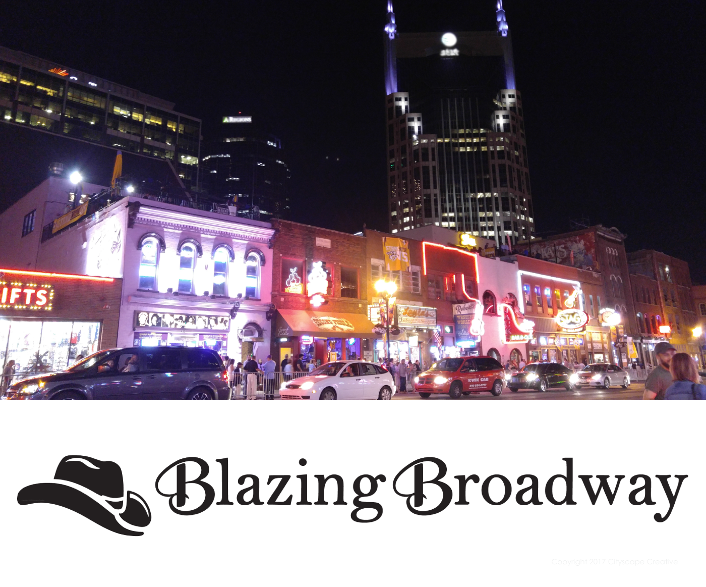 Blazin' Broadway Package with Typography and Digital Illustration Cowgirl Hat Copyright 2017-2018 Cityscape Creative