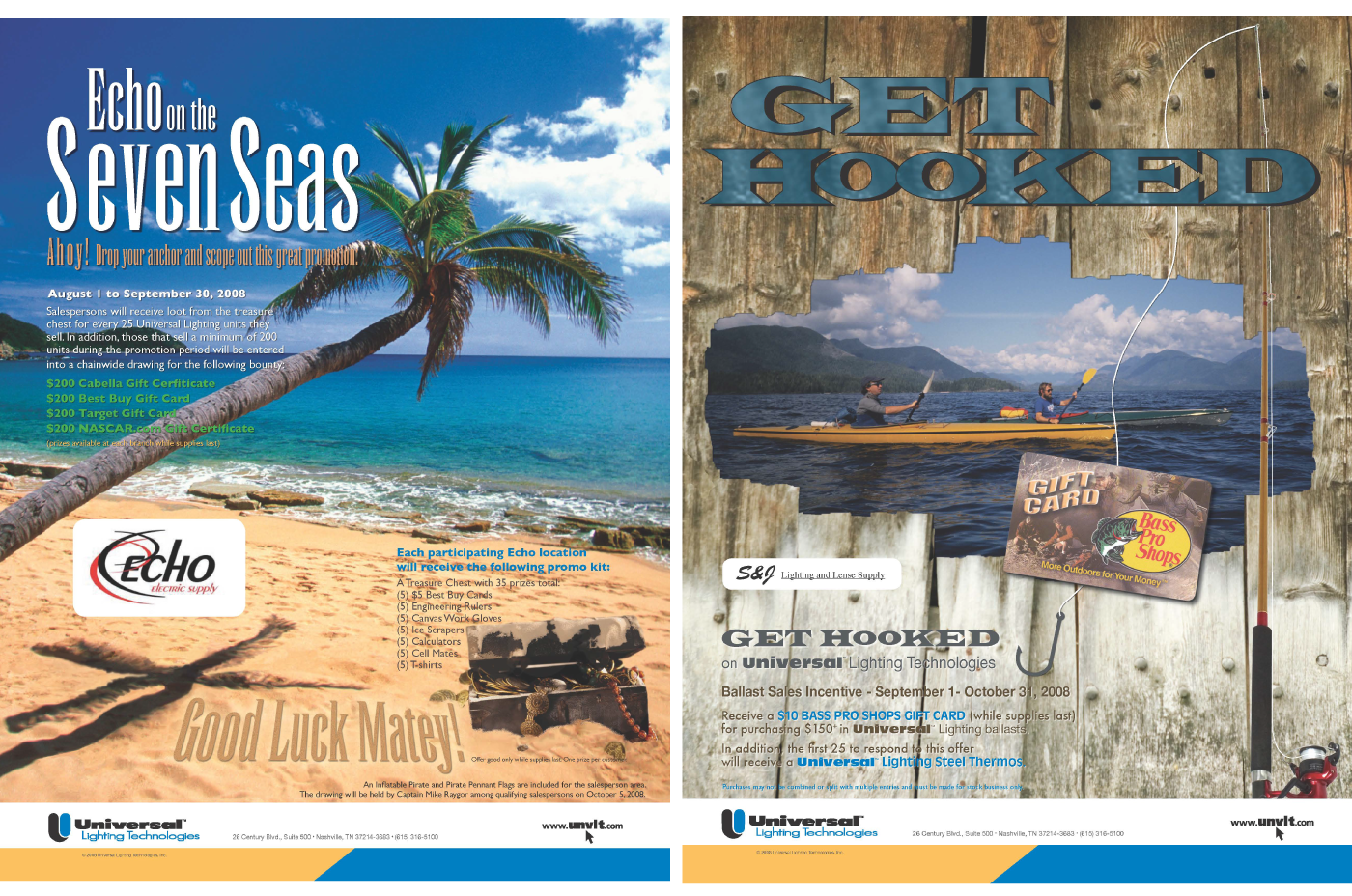 Universal Seven Seas and Get Hooked Promotion Posters Graphic Design