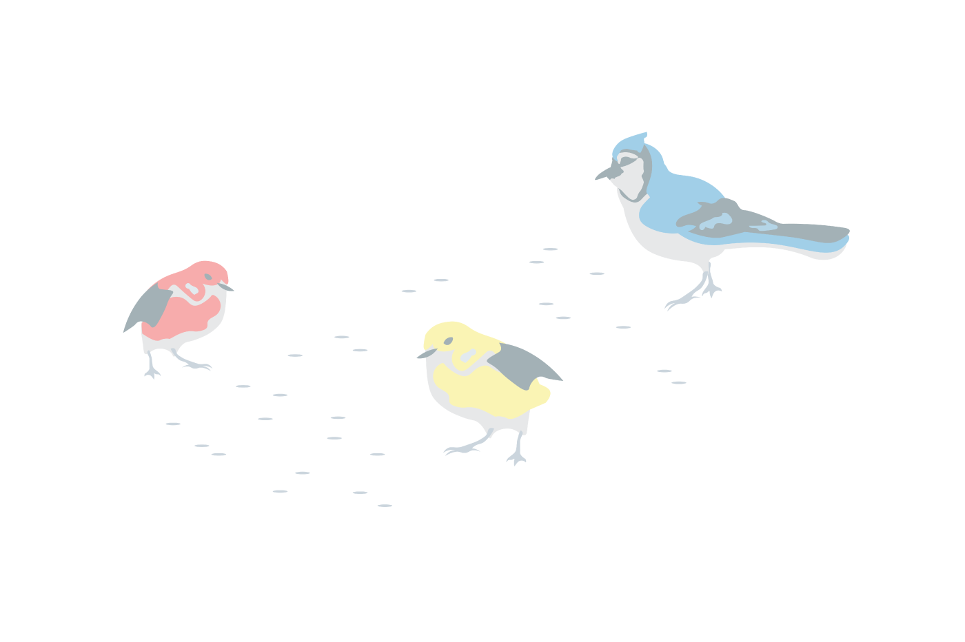 Three Little Birds Illustration in Primary Colors Copyright 2016-2018 Cityscape Creative