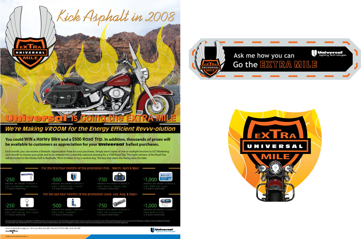 Universal Extra Mile Marketing Promotion Poster, Email Tag, Sticker with Digital Illustrations and Graphic Design