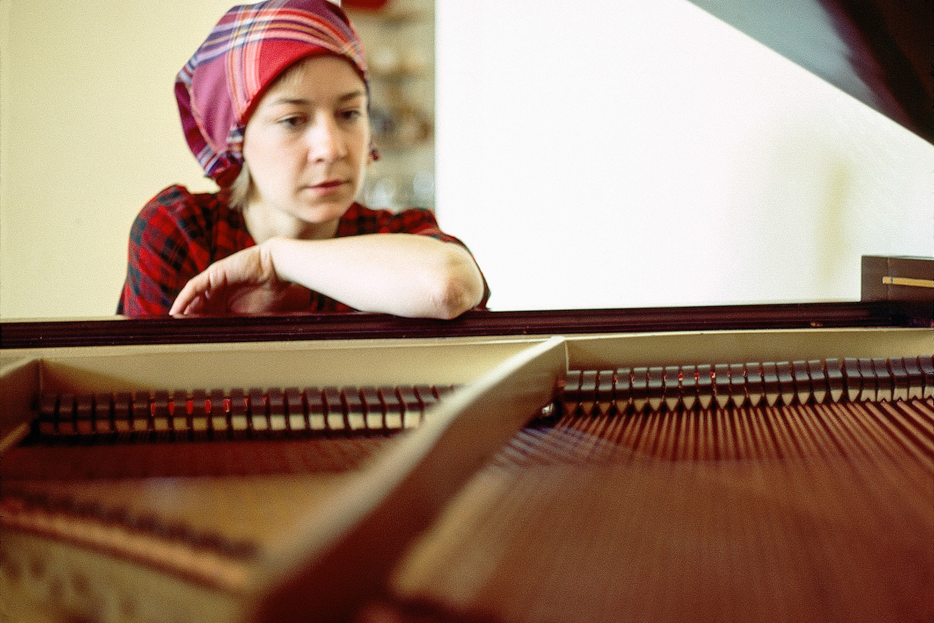 "New Piano" - Liz Allen with her new piano.