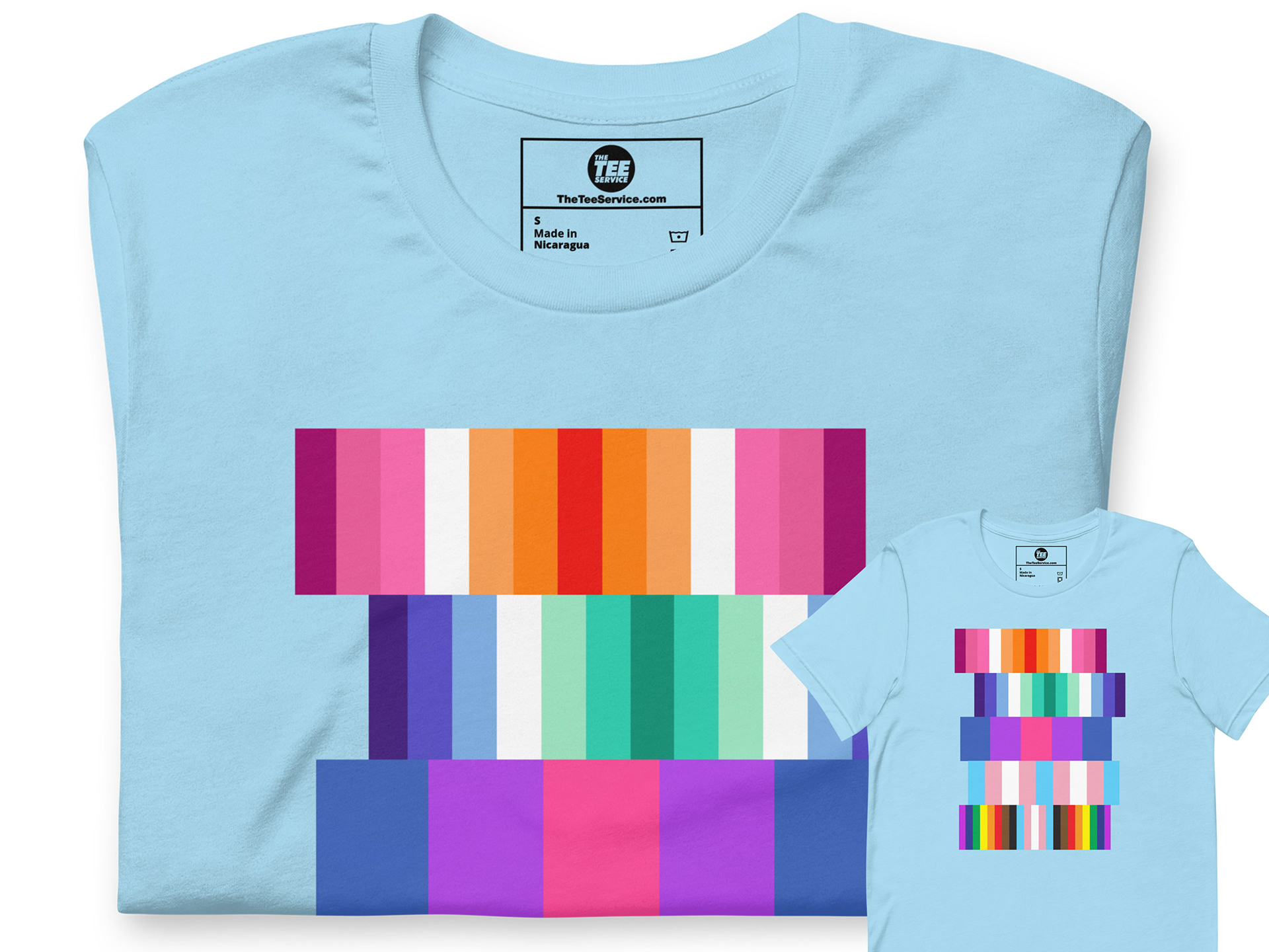 Pride Ribbons T-shirt. Based on military style ribbons of the colors of 5 LGBTQ flags.