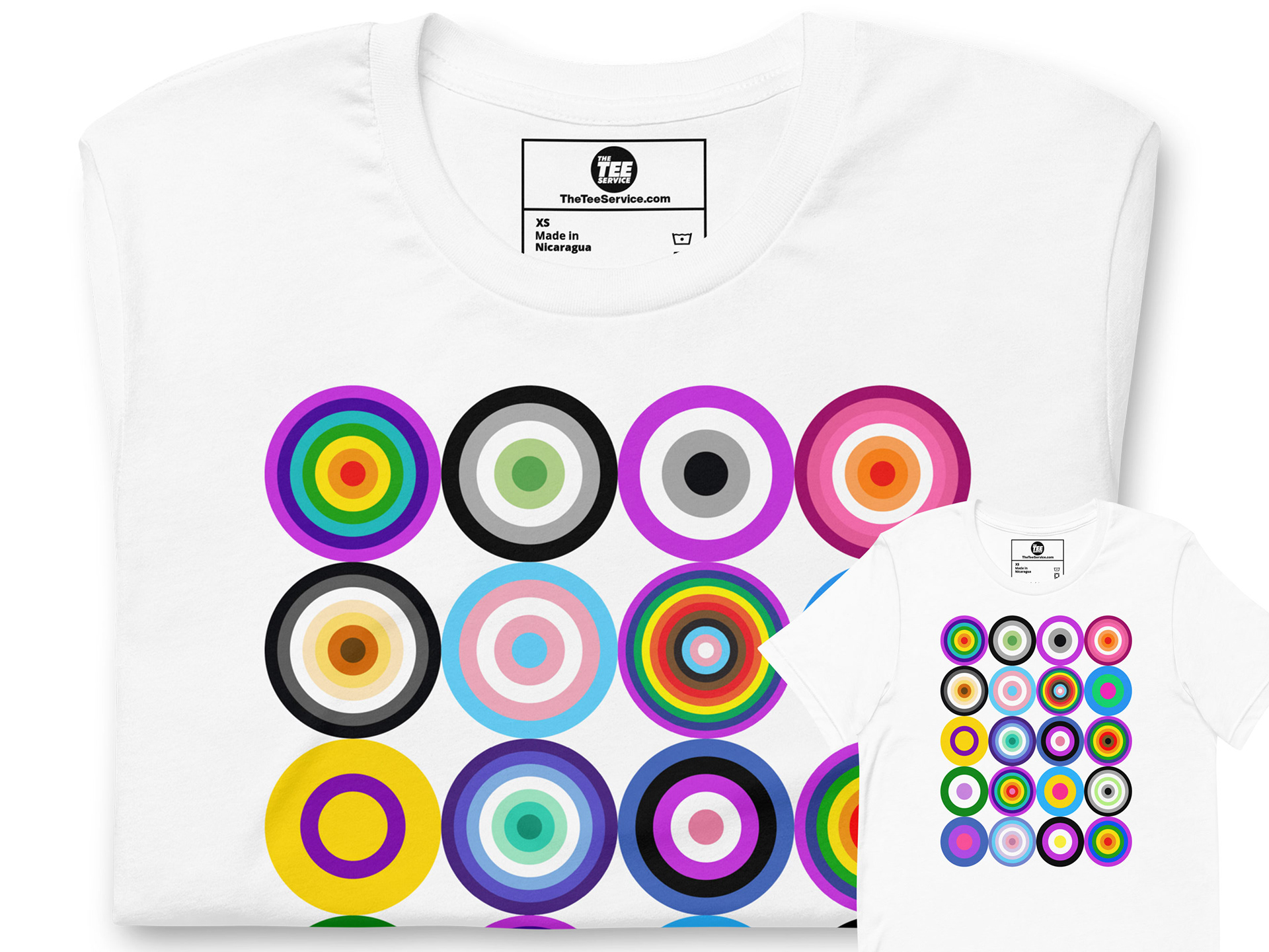 Pride Echoes T-shirt. Based on colors of 20 LGBTQ flags.