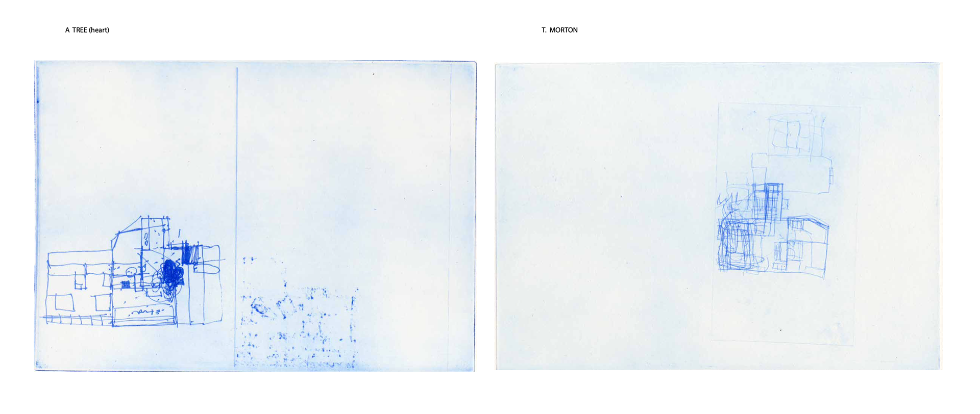 "A Tree ( Heart )" & "T. Morton" Photogravure prints on paper from the series: Dear Virginia, I'm Looking For A Room, printsize 210x290mm, 2021-2022