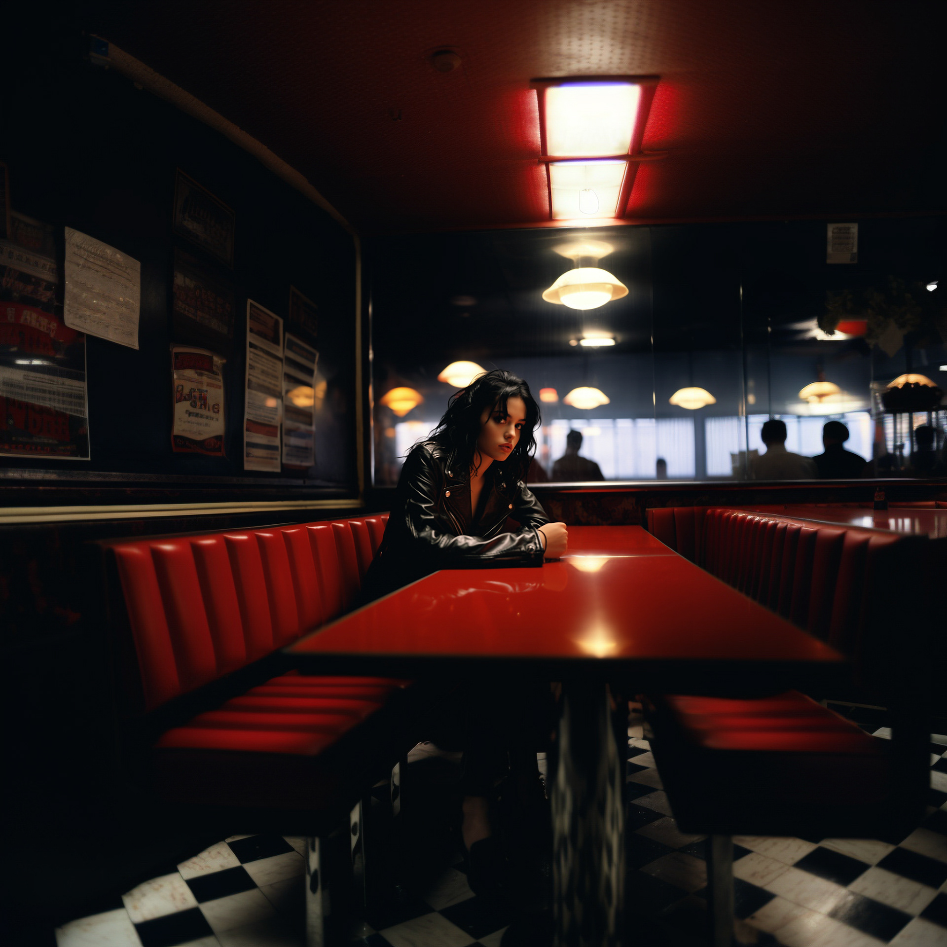 Digital artwork : The girl in black dined alone