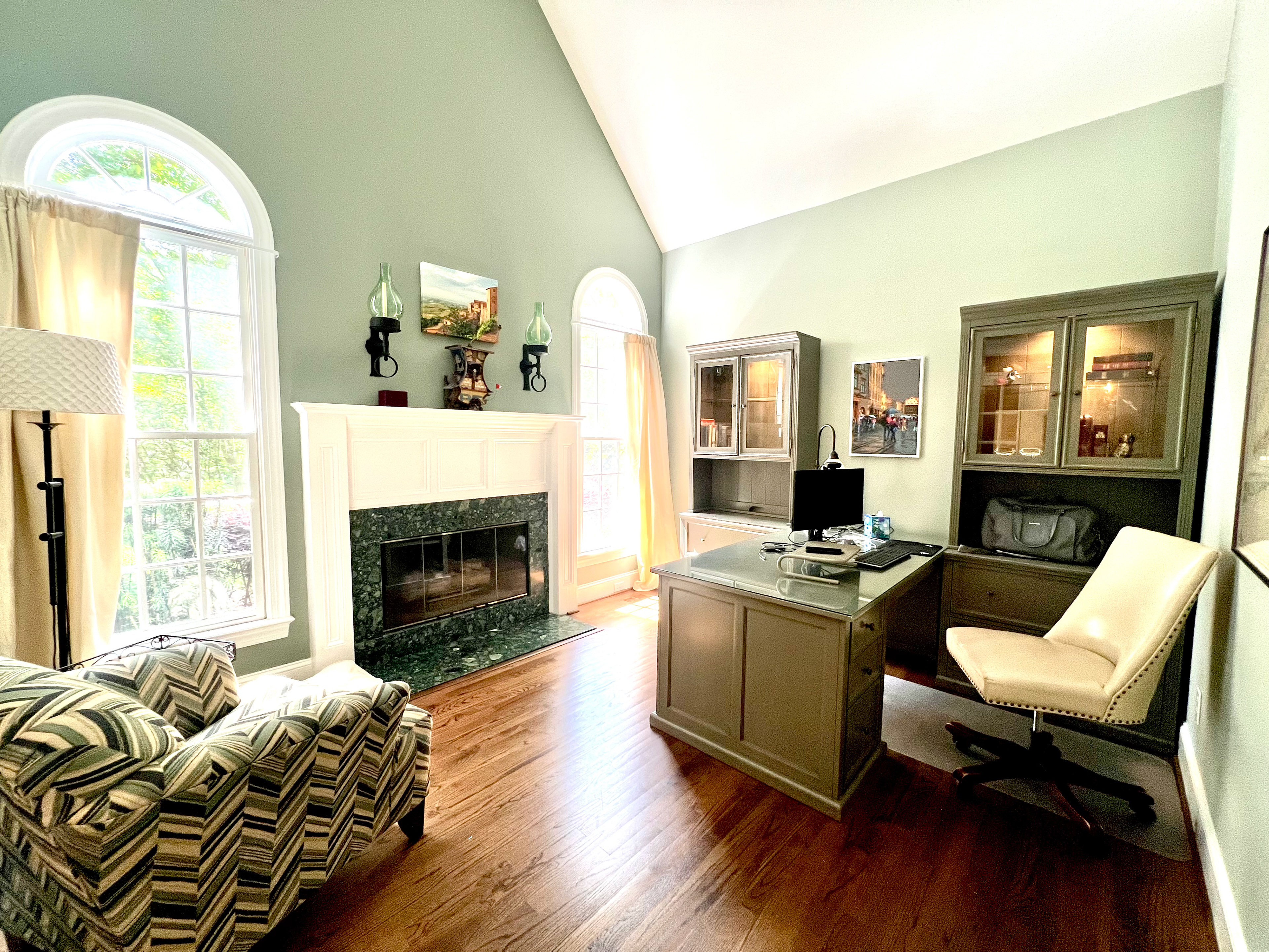 Study/den with gas fireplace