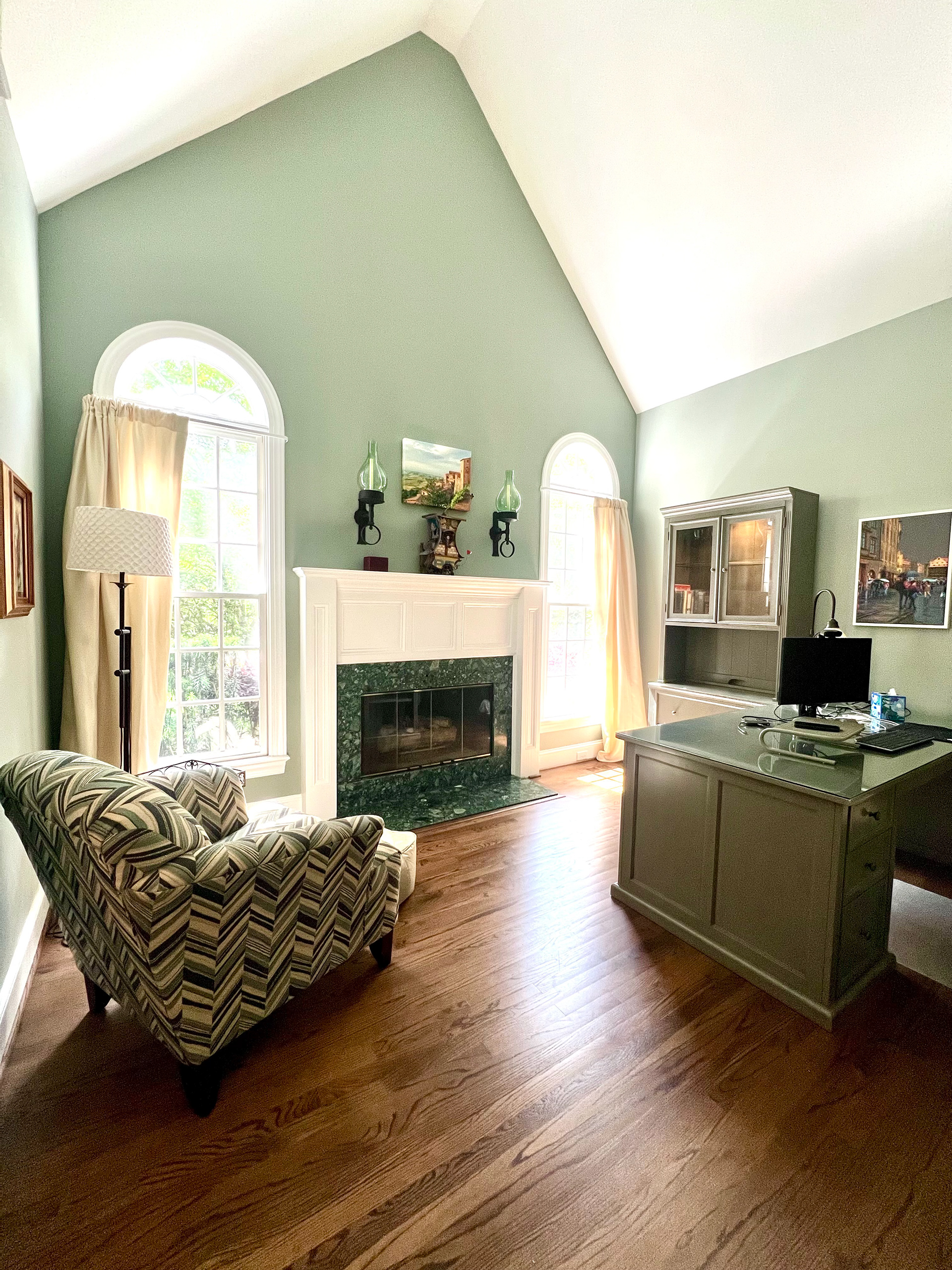 Study/den with vaulted ceiling