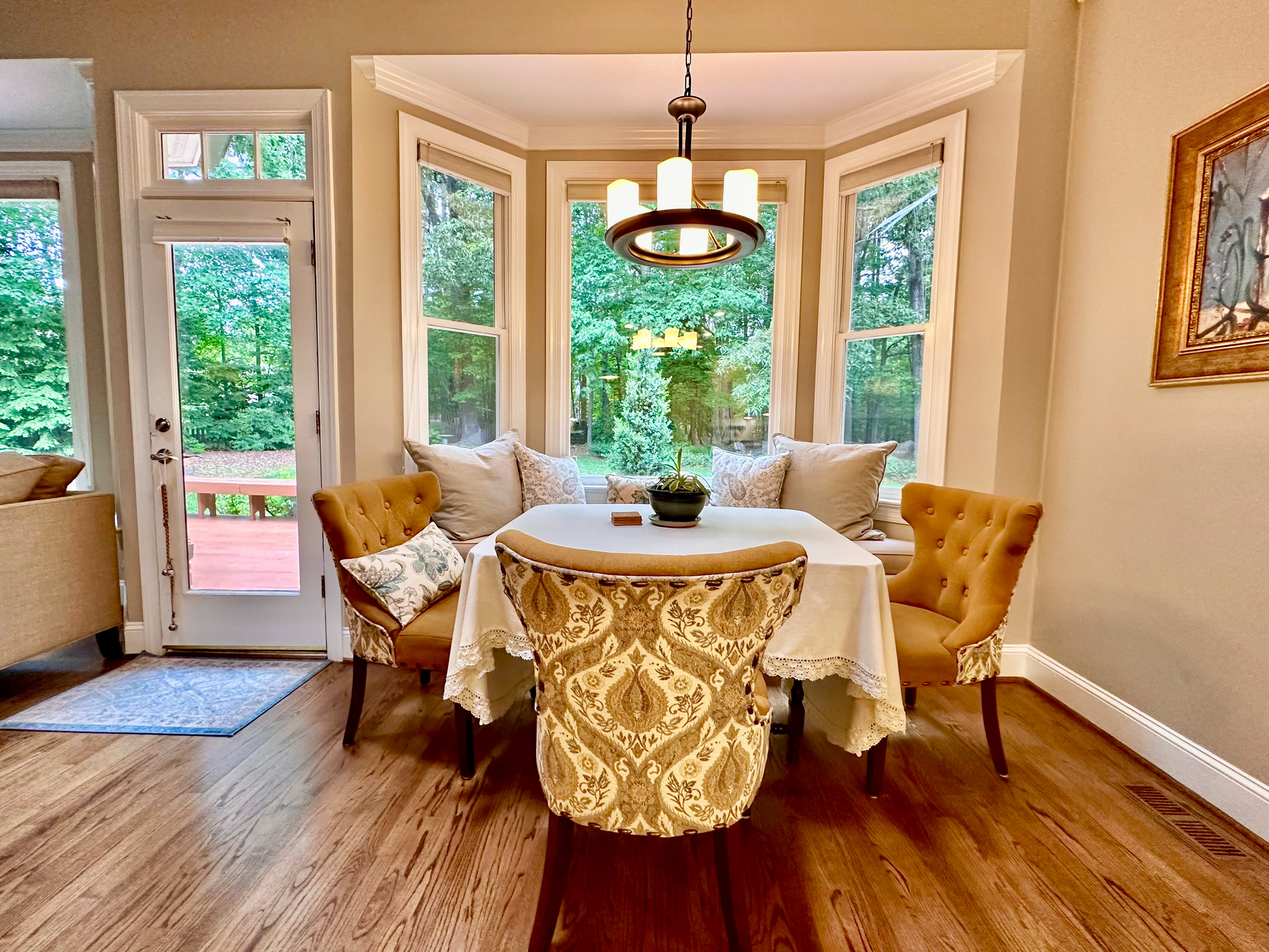 Breakfast dining with large bay window