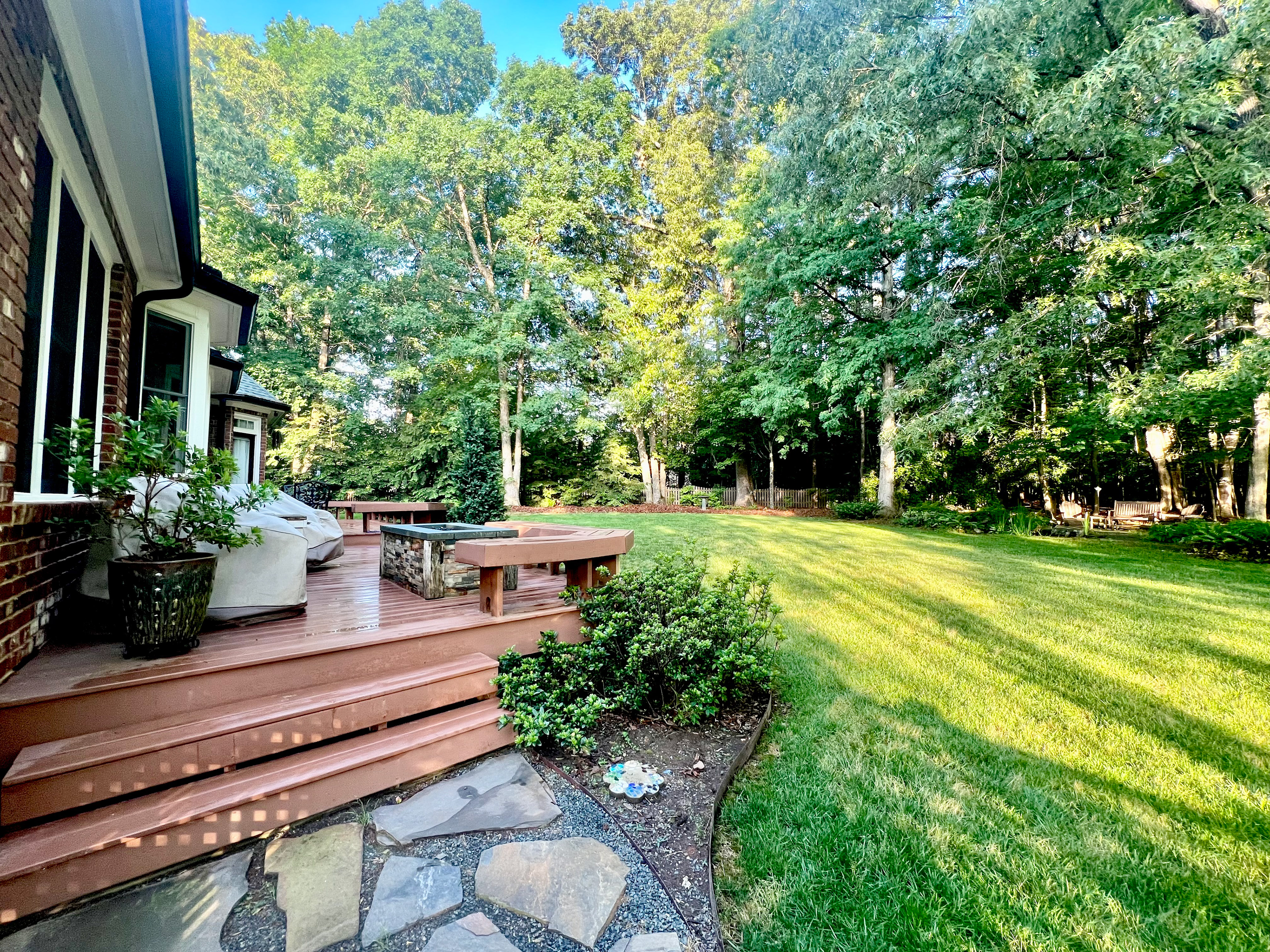 Deck overlooking back yard