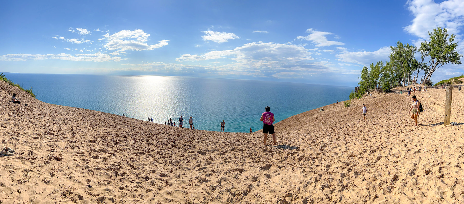 Endless sand dune panoramic w/ Lake Michigan