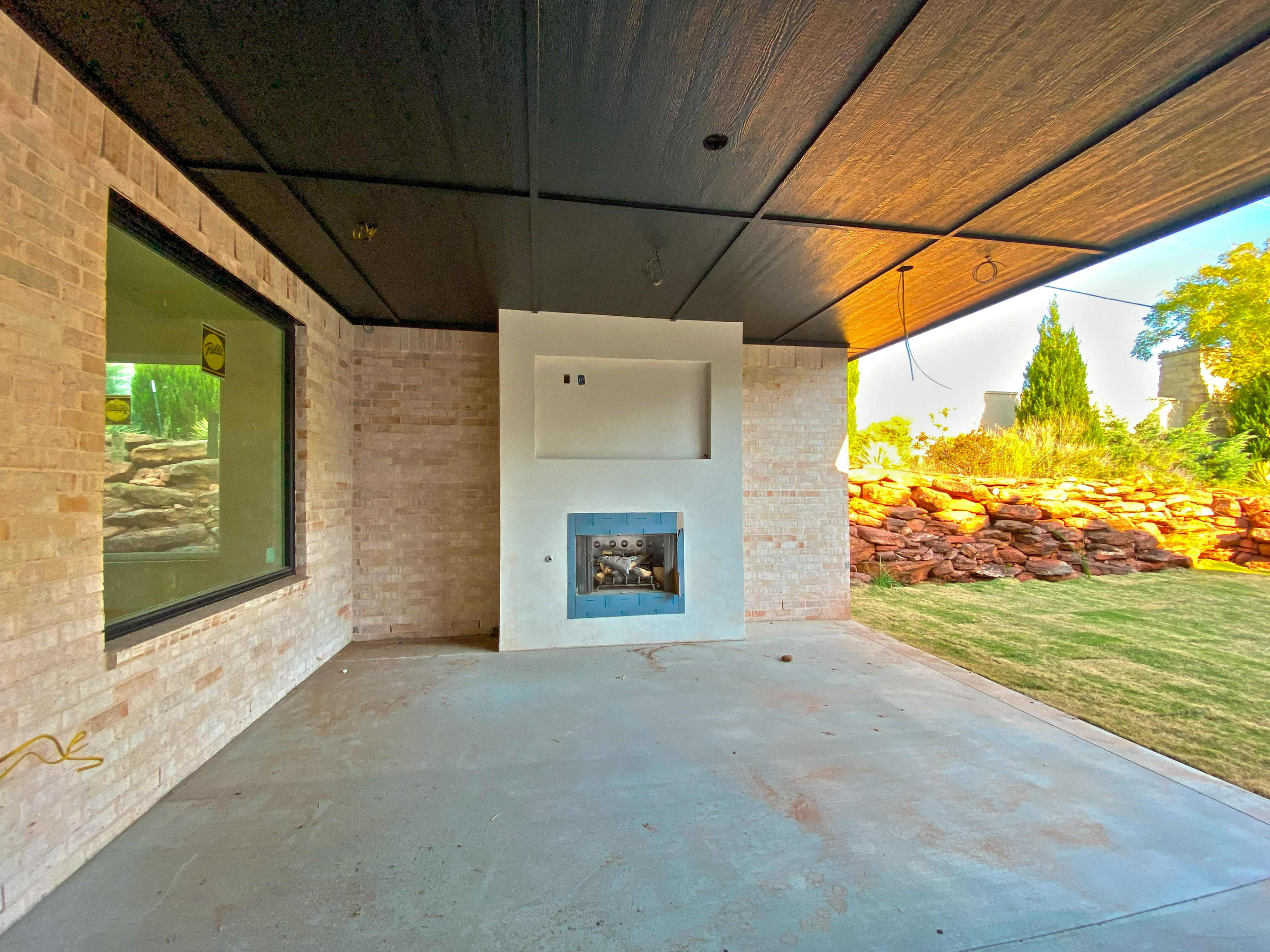 Back patio fireplace