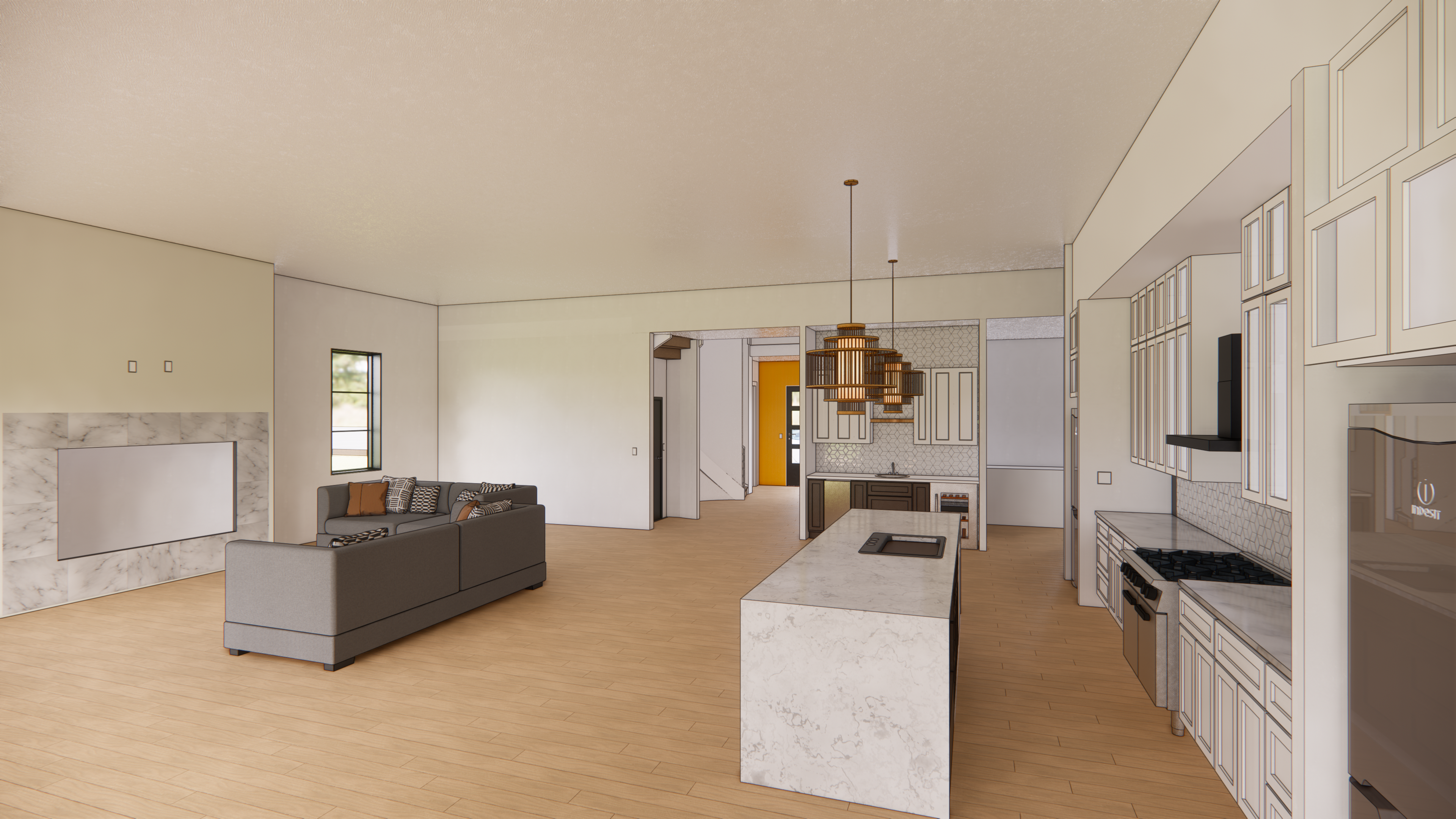 LIVING ROOM & KITCHEN - 3D VISUALISATION