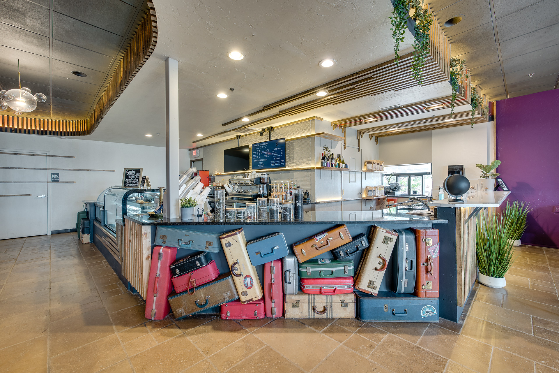 Suitcases represent immigration and traveling