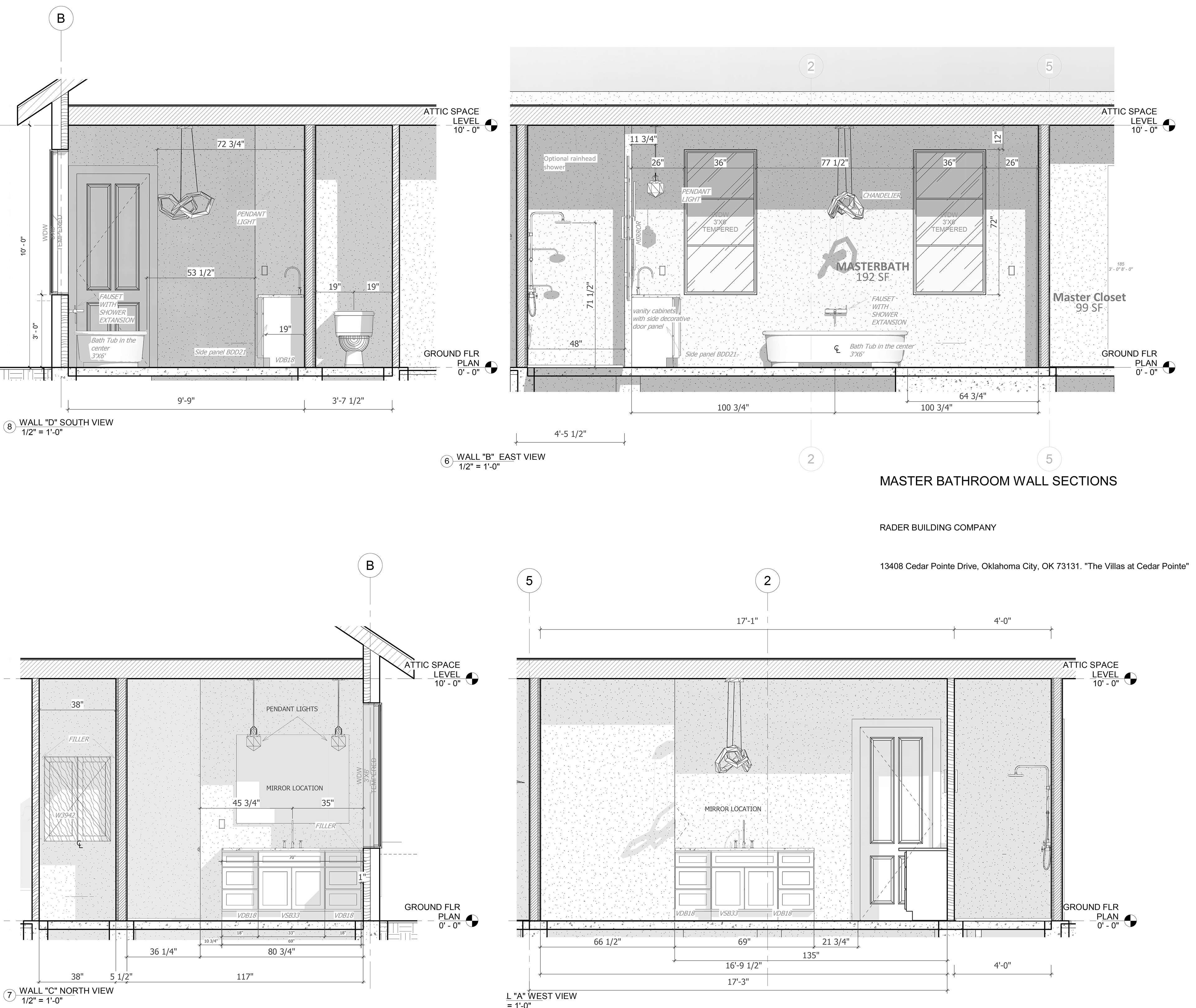 SECTION VIEWS FOR THE PRIME BATHROOM