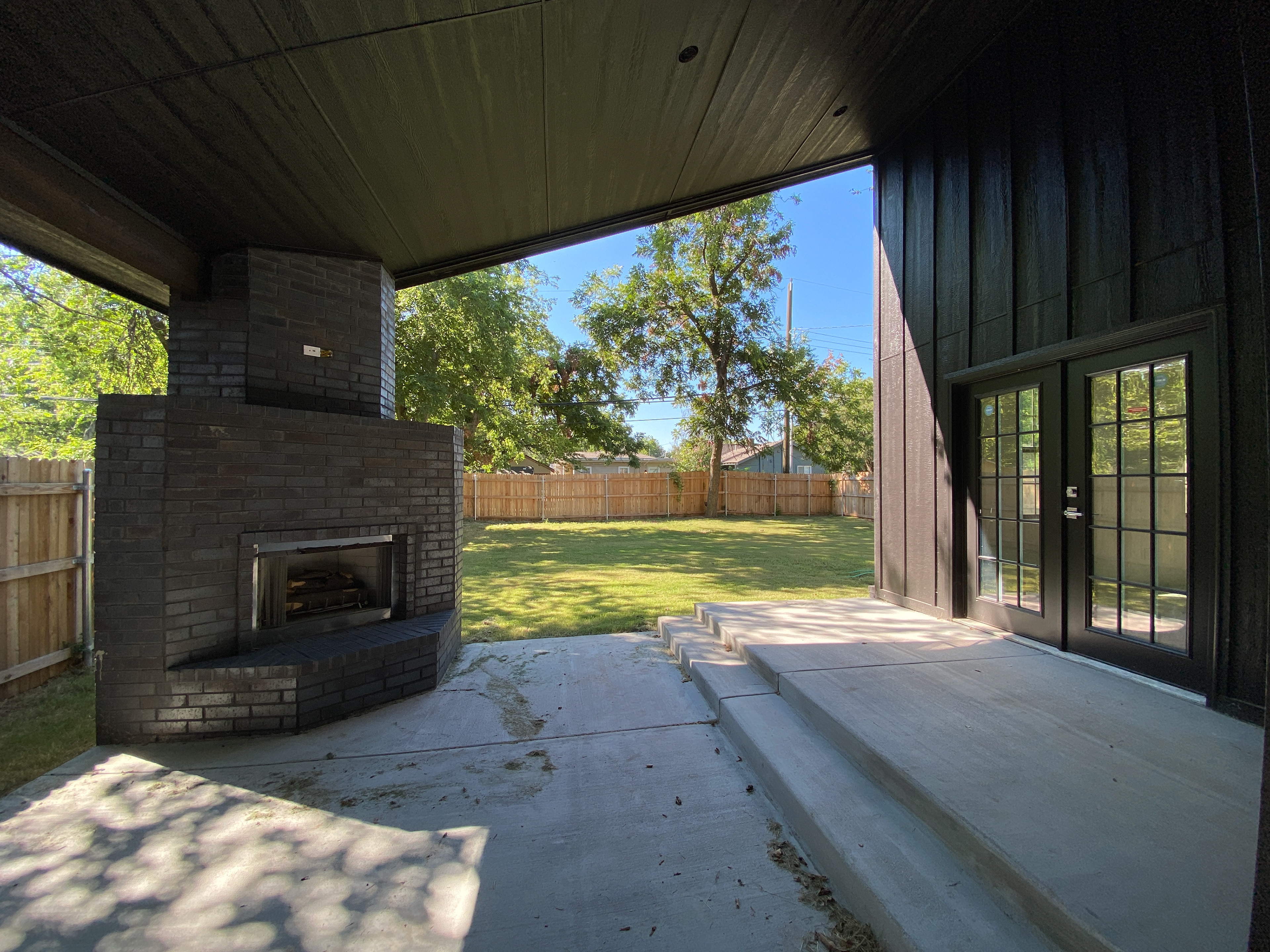 Back patio fireplace