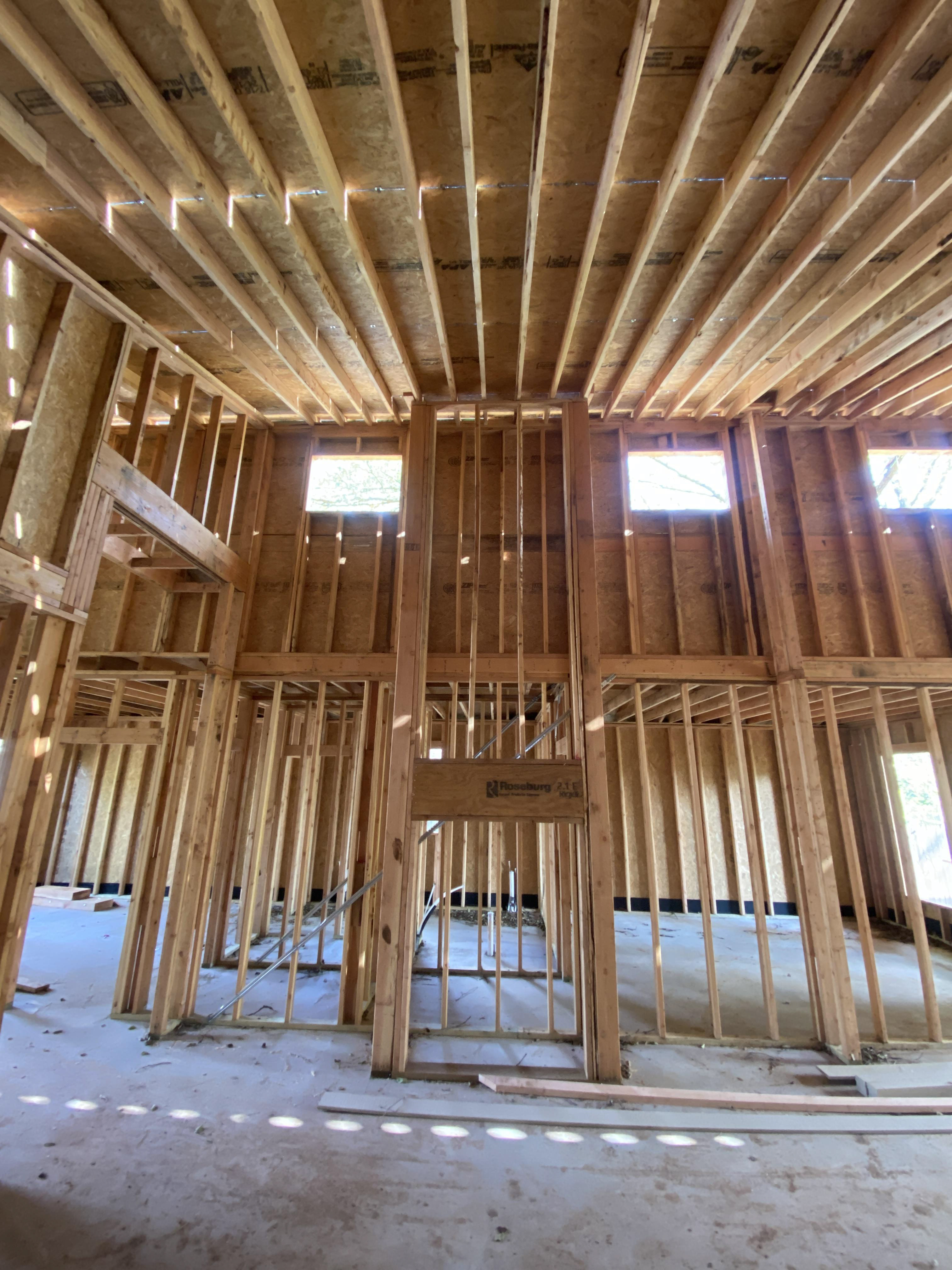 View to the fireplace from the living area