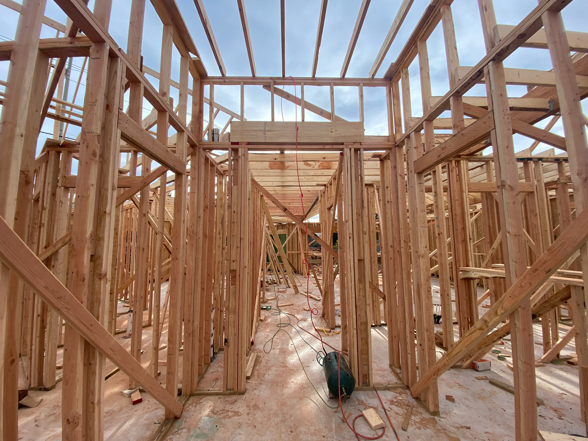 Framing. View to the main entry Hall